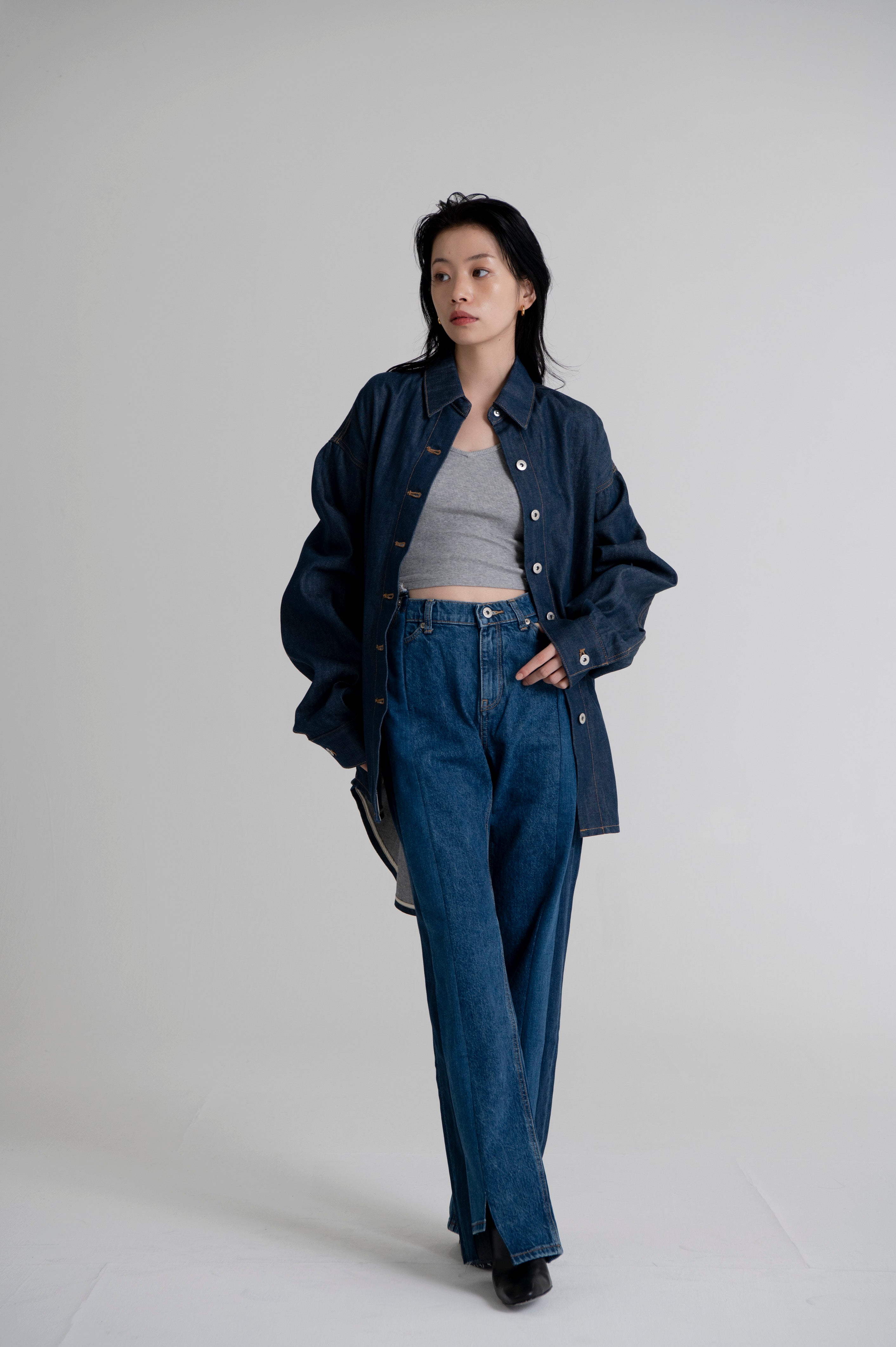 OVERSIZED DENIM SHIRT JACKET DARK INDIGO