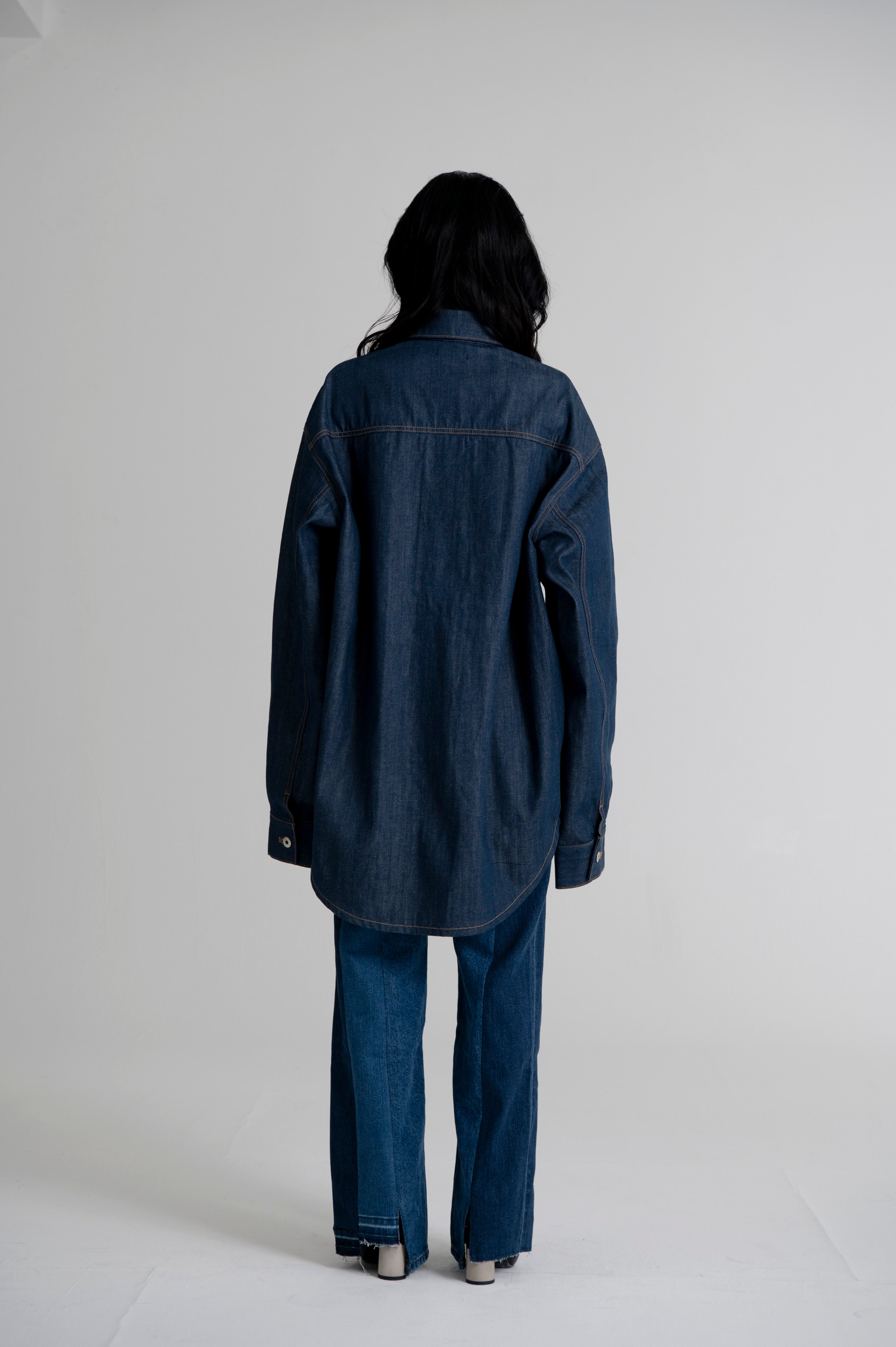 OVERSIZED DENIM SHIRT JACKET DARK INDIGO