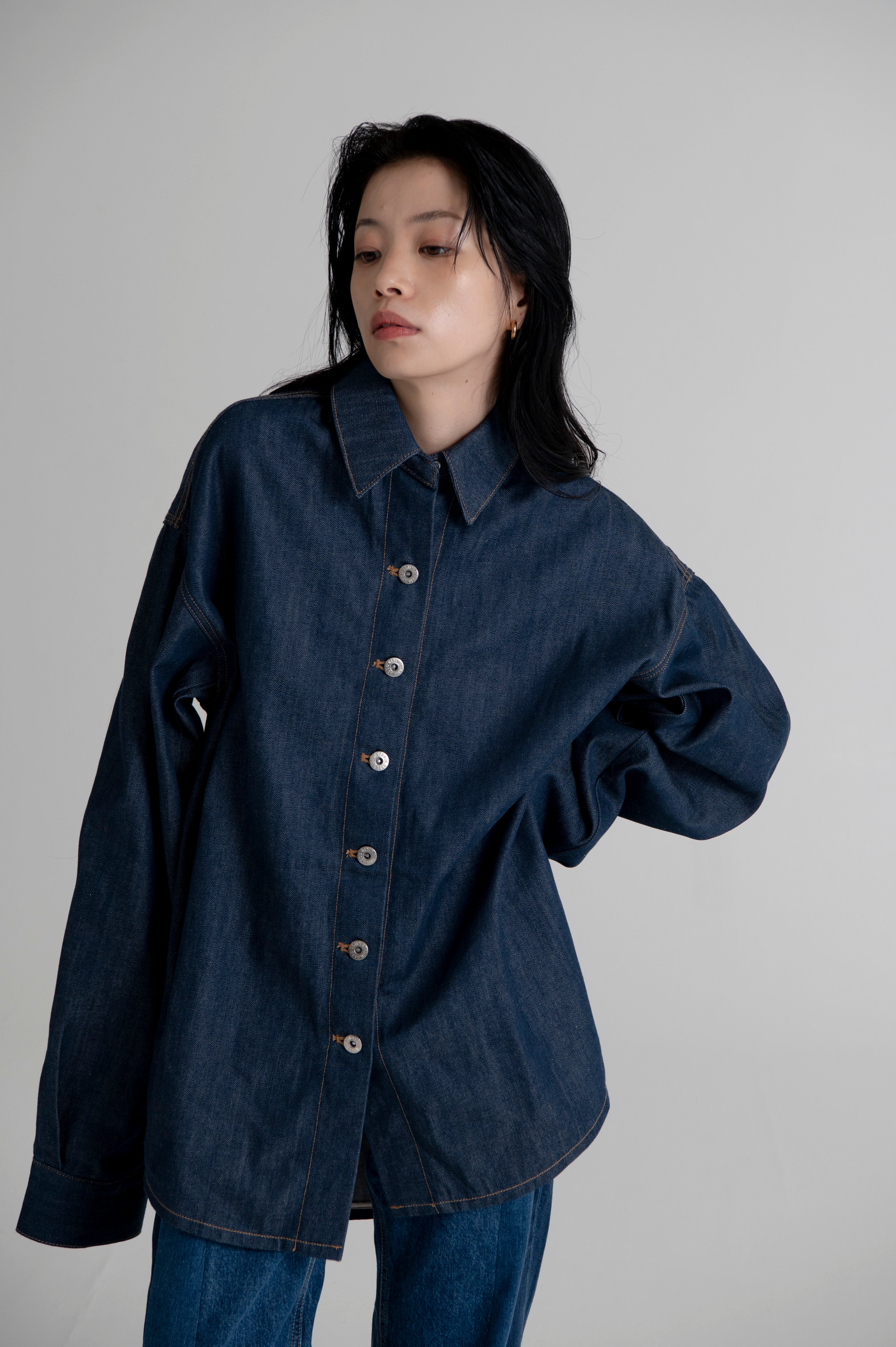 OVERSIZED DENIM SHIRT JACKET DARK INDIGO
