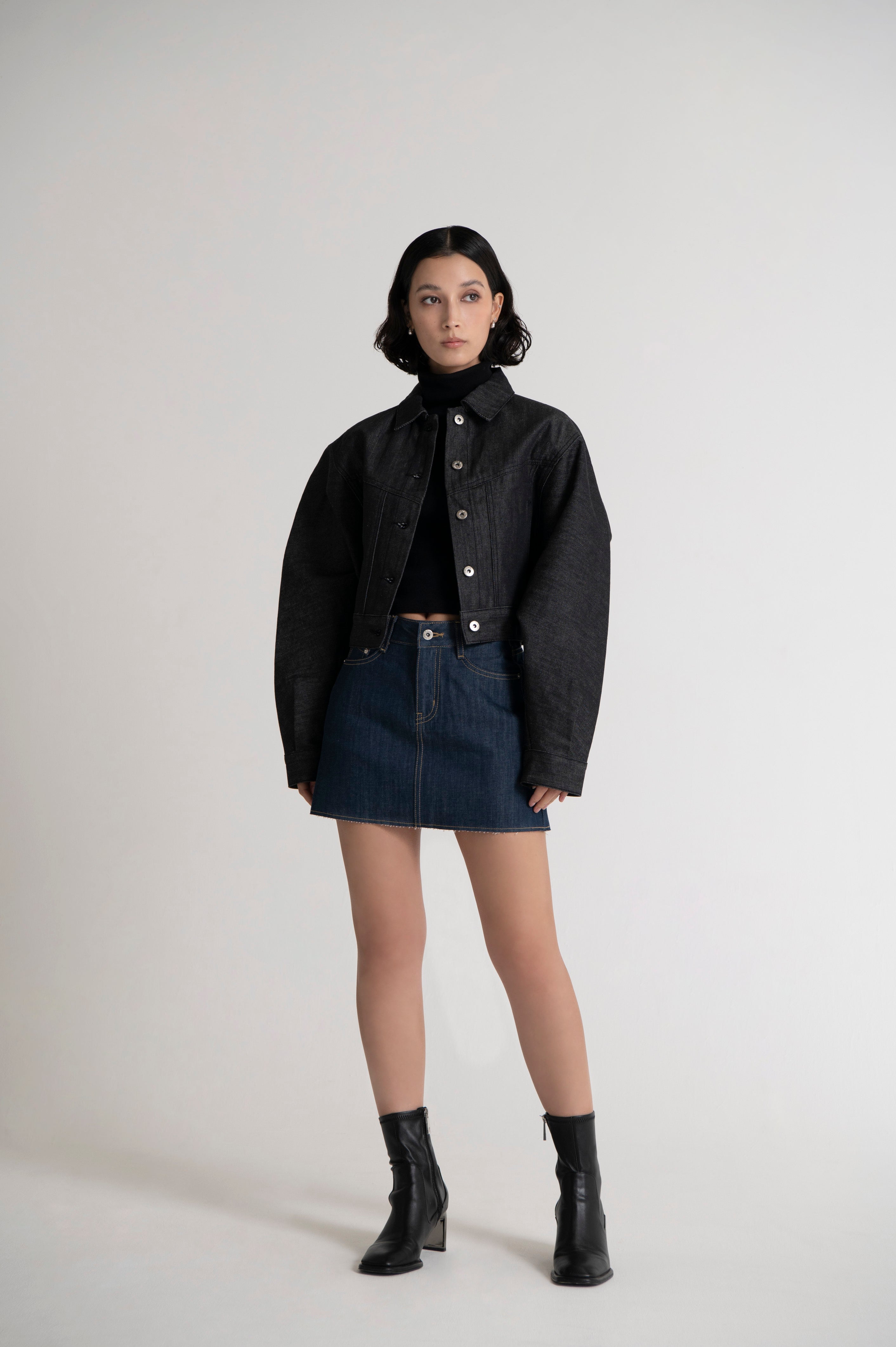 Dolman Sleeve Denim Jacket Non-Wash Black