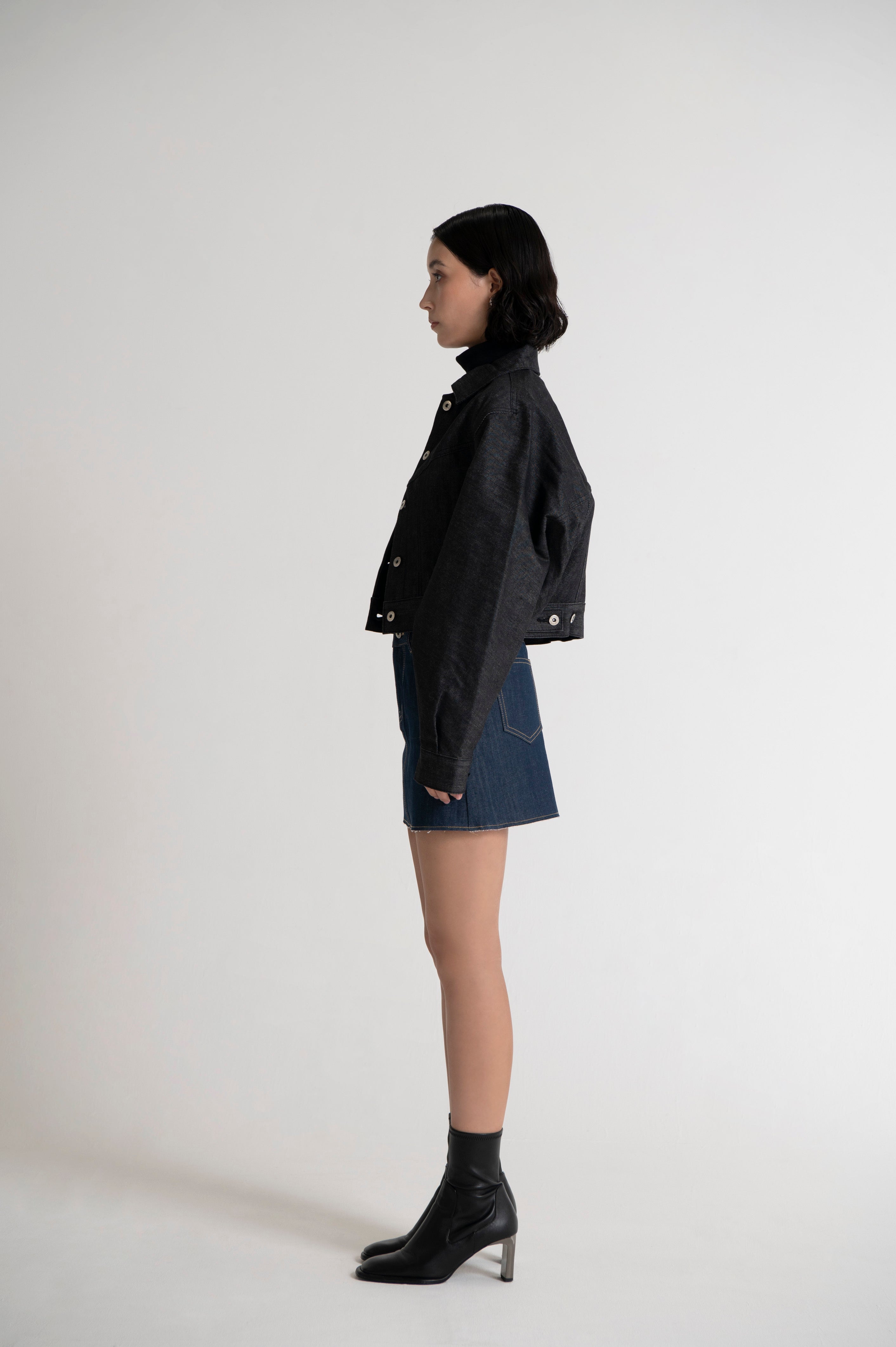 Dolman Sleeve Denim Jacket Non-Wash Black