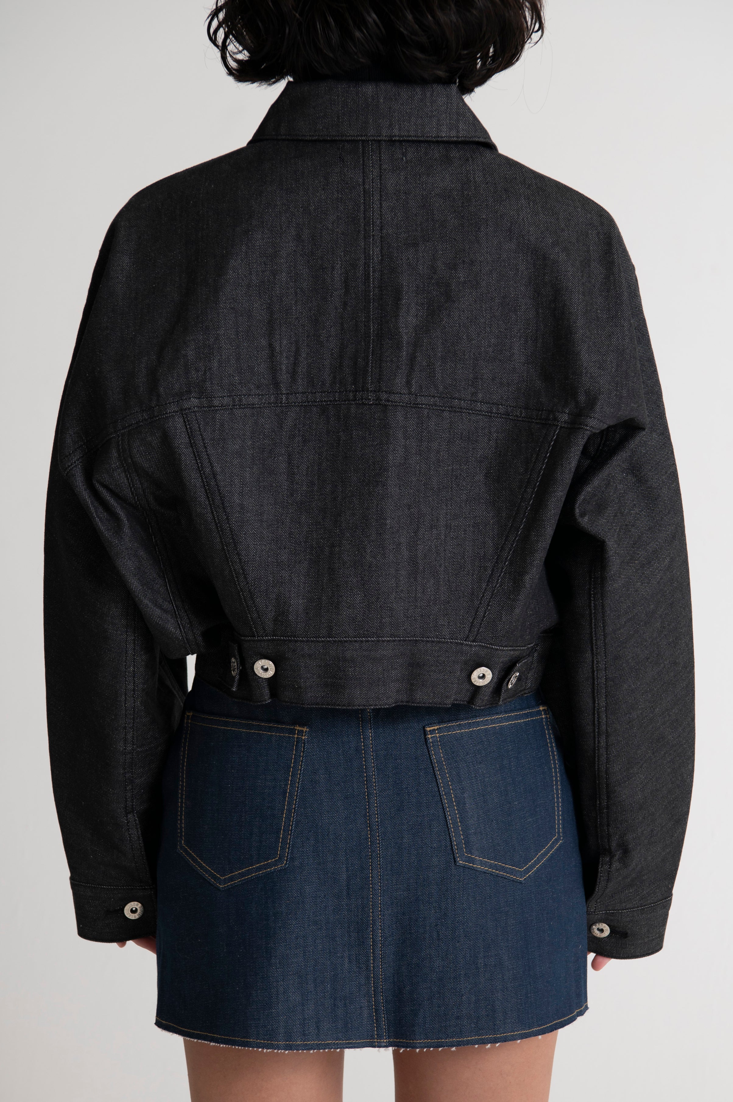 Dolman Sleeve Denim Jacket Non-Wash Black