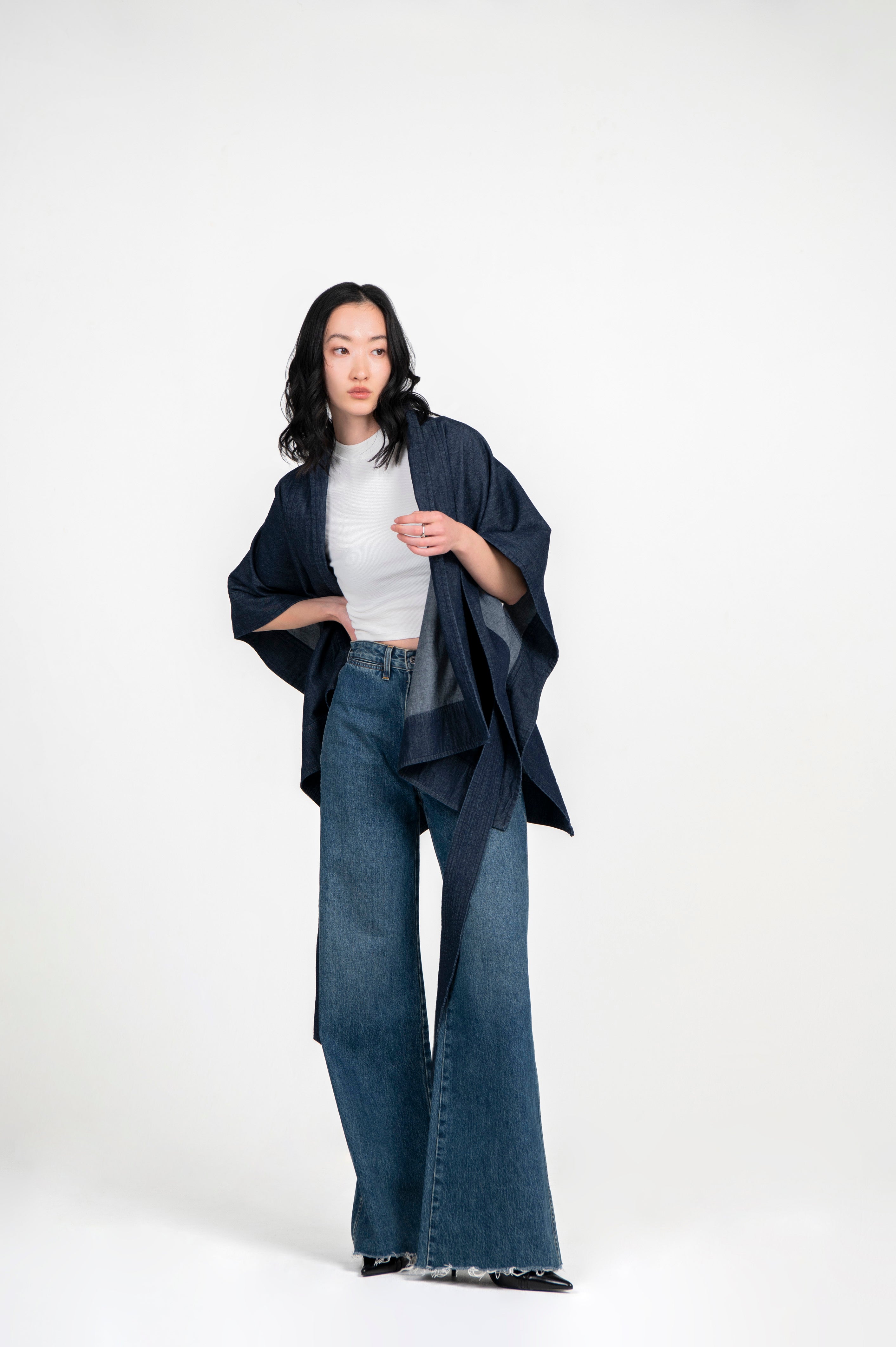 Kimono Light Weight Denim Jacket Indigo