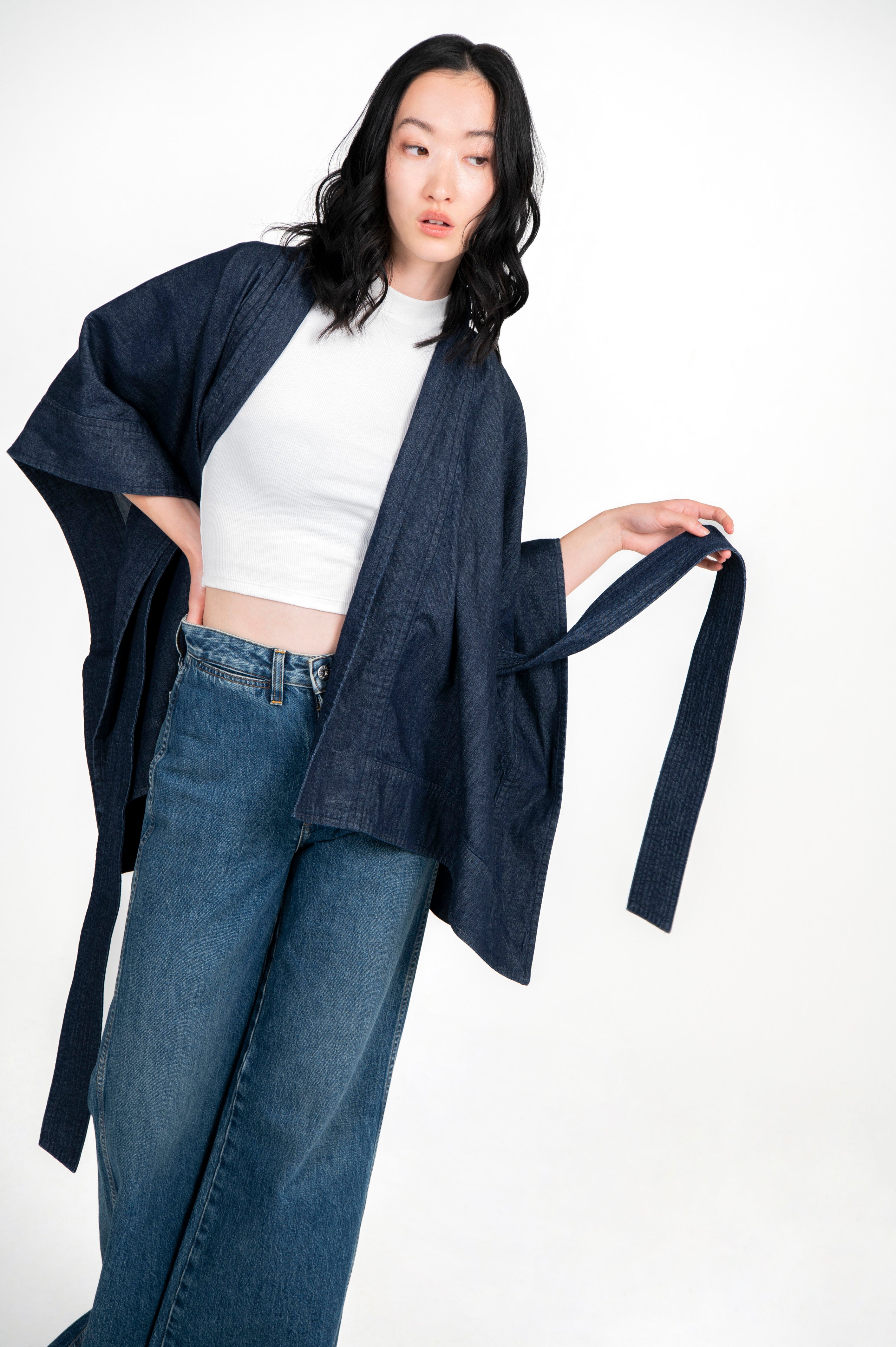 Kimono Light Weight Denim Jacket Indigo