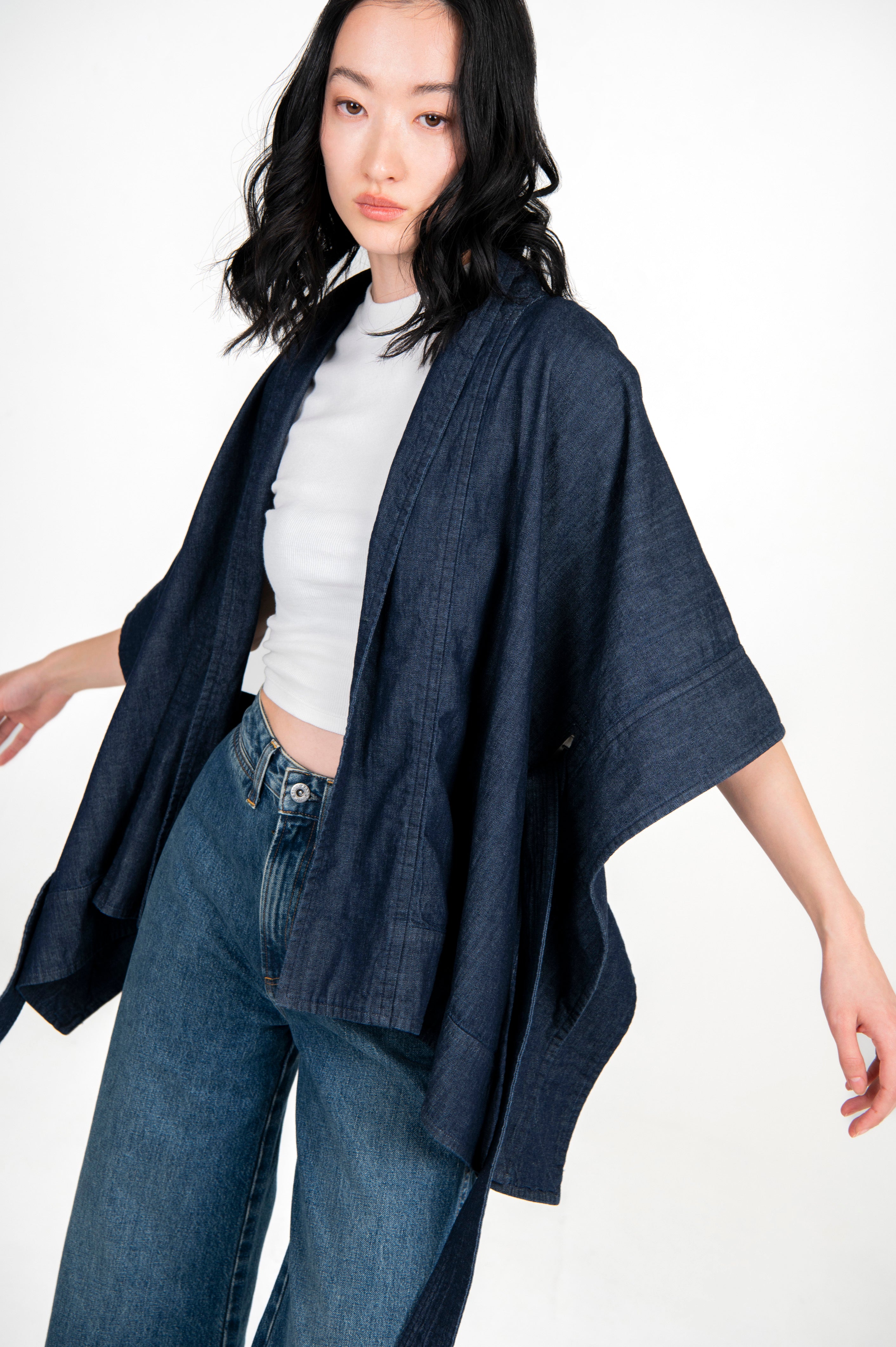 Kimono Light Weight Denim Jacket Indigo