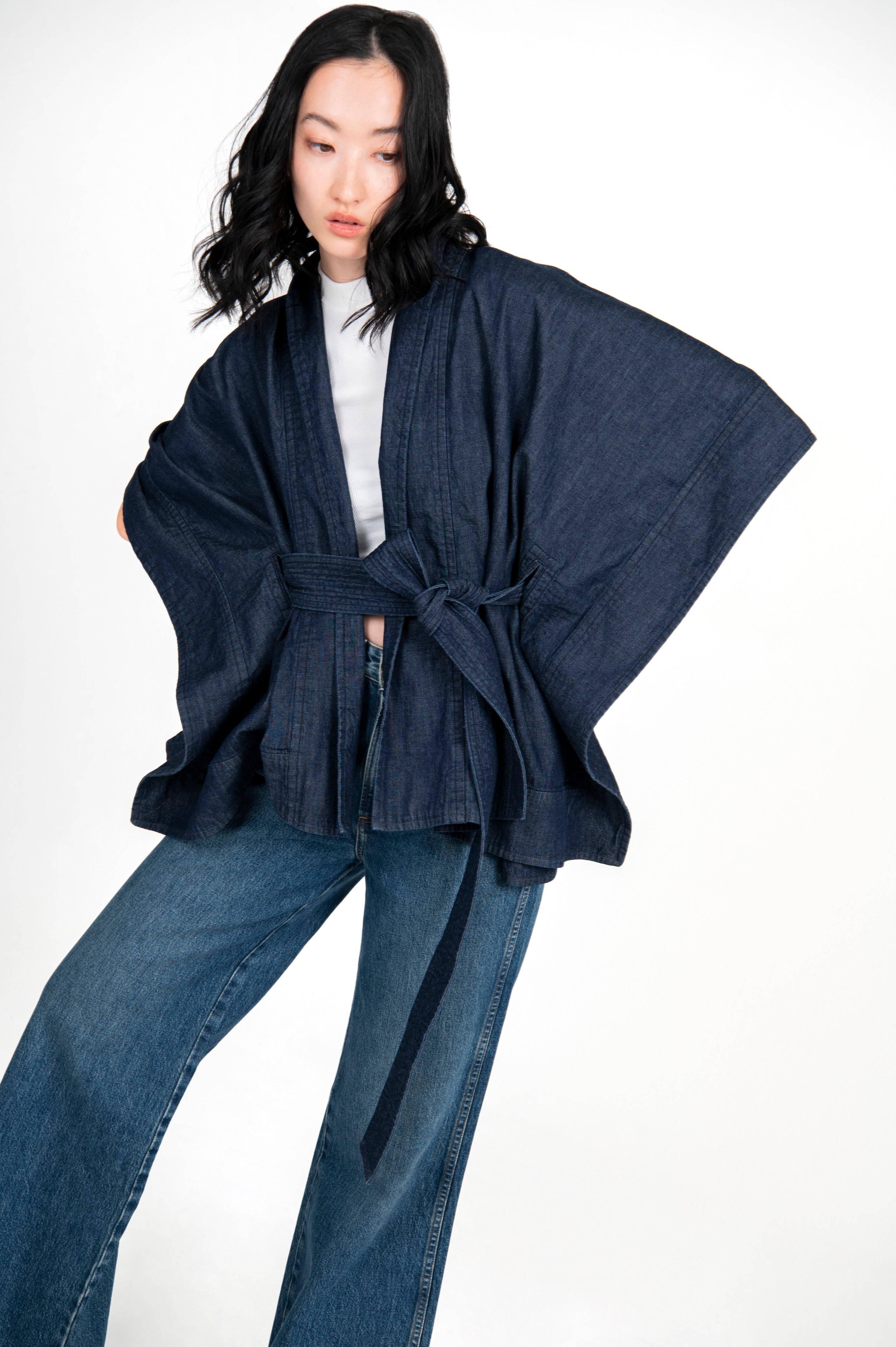 Kimono Light Weight Denim Jacket Indigo