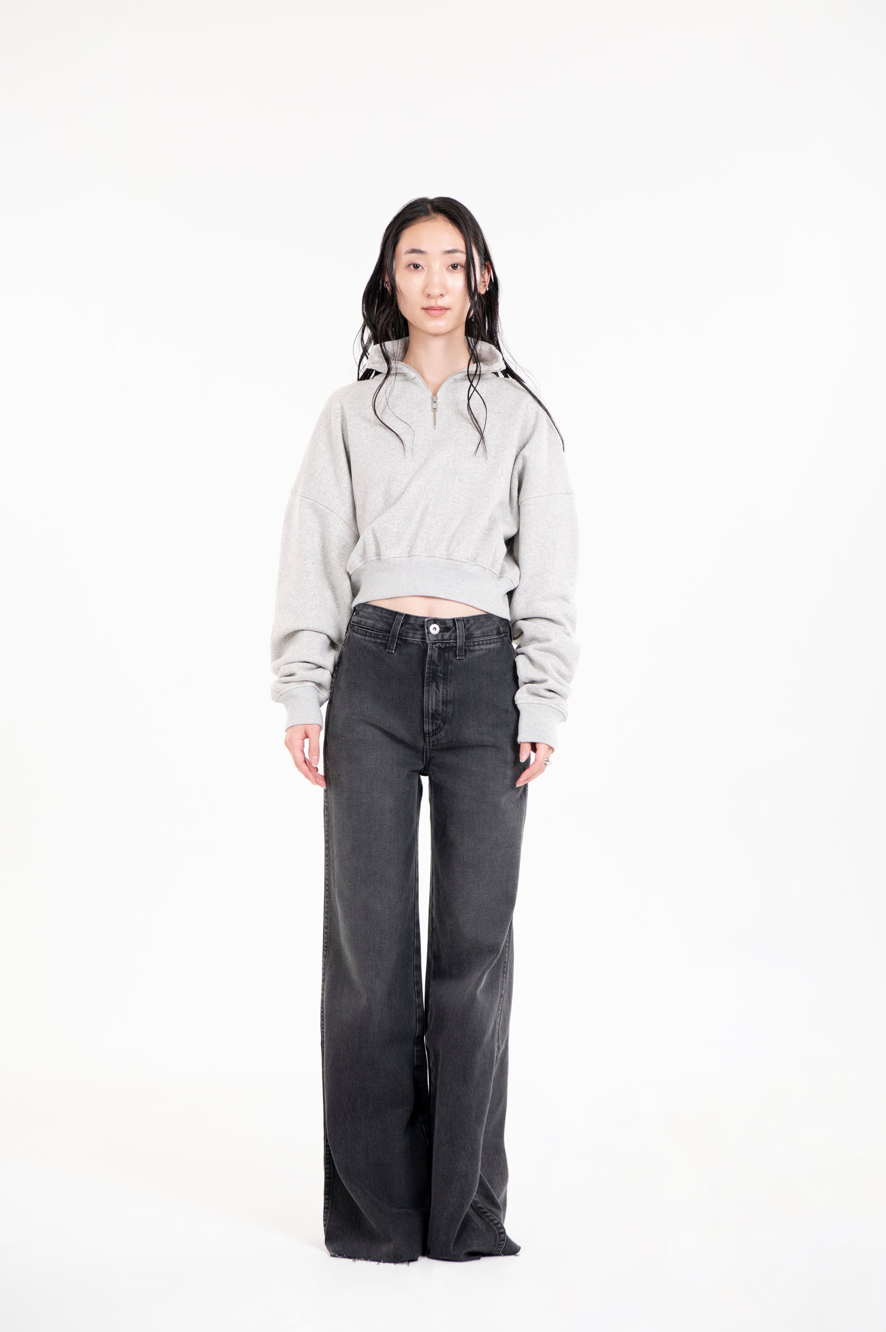 TSURIAMI CROPPED SWEAT H. ASH GREY