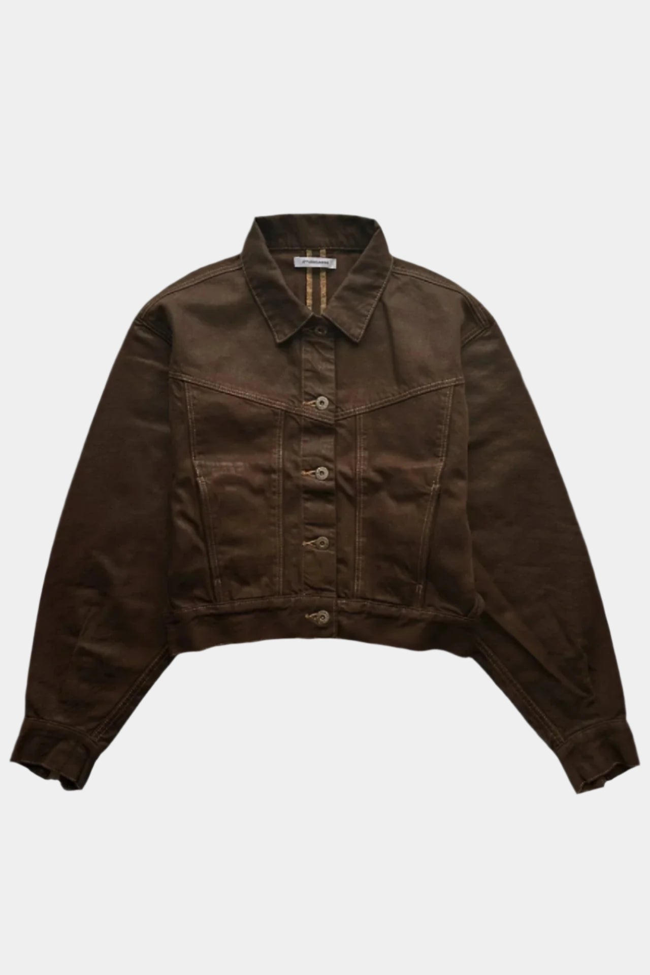 Coated Denim Jacket - Dark Brown