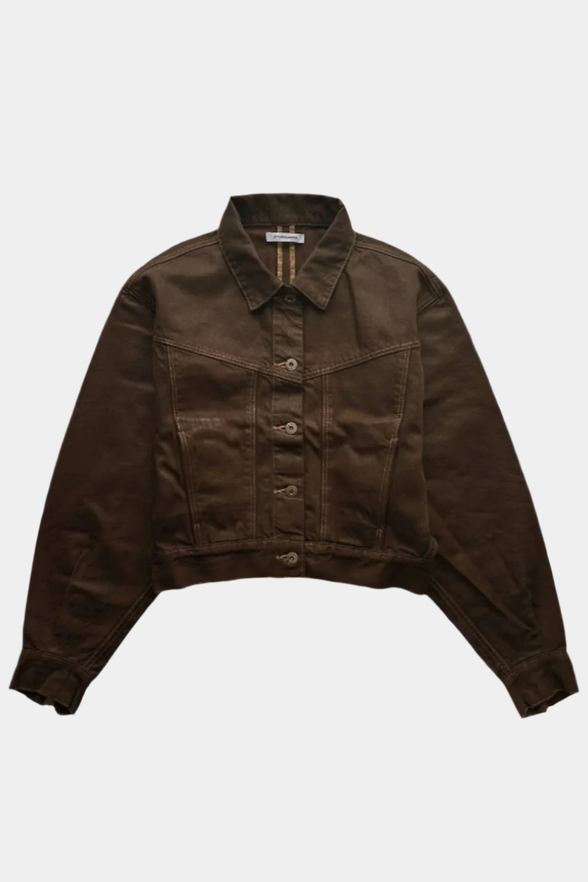 Coated Denim Jacket in Dark Brown