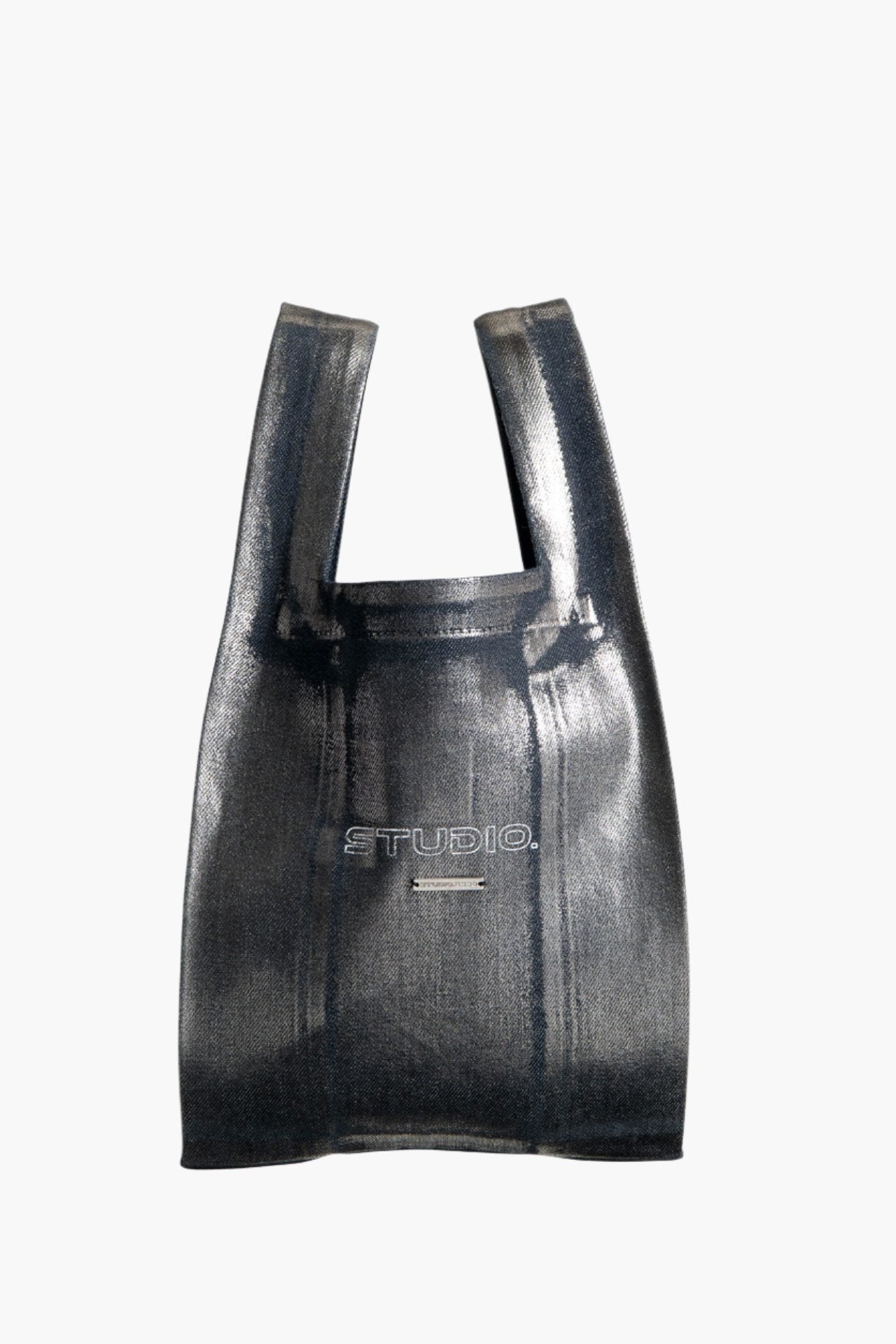 COATED DENIM MARCHE BAG SMALL - Black