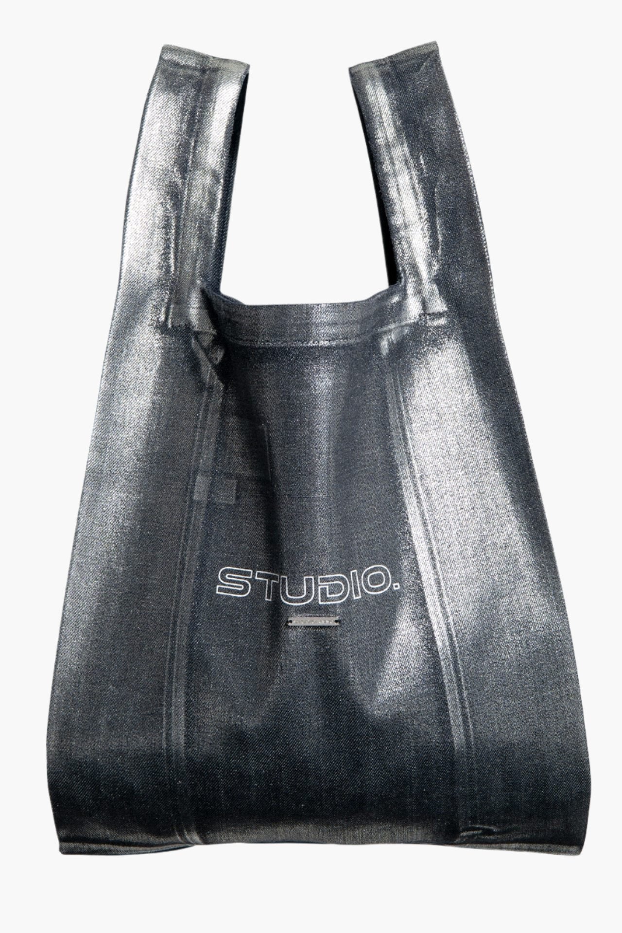 COATED DENIM MARCHE BAG MEDIUM - Black