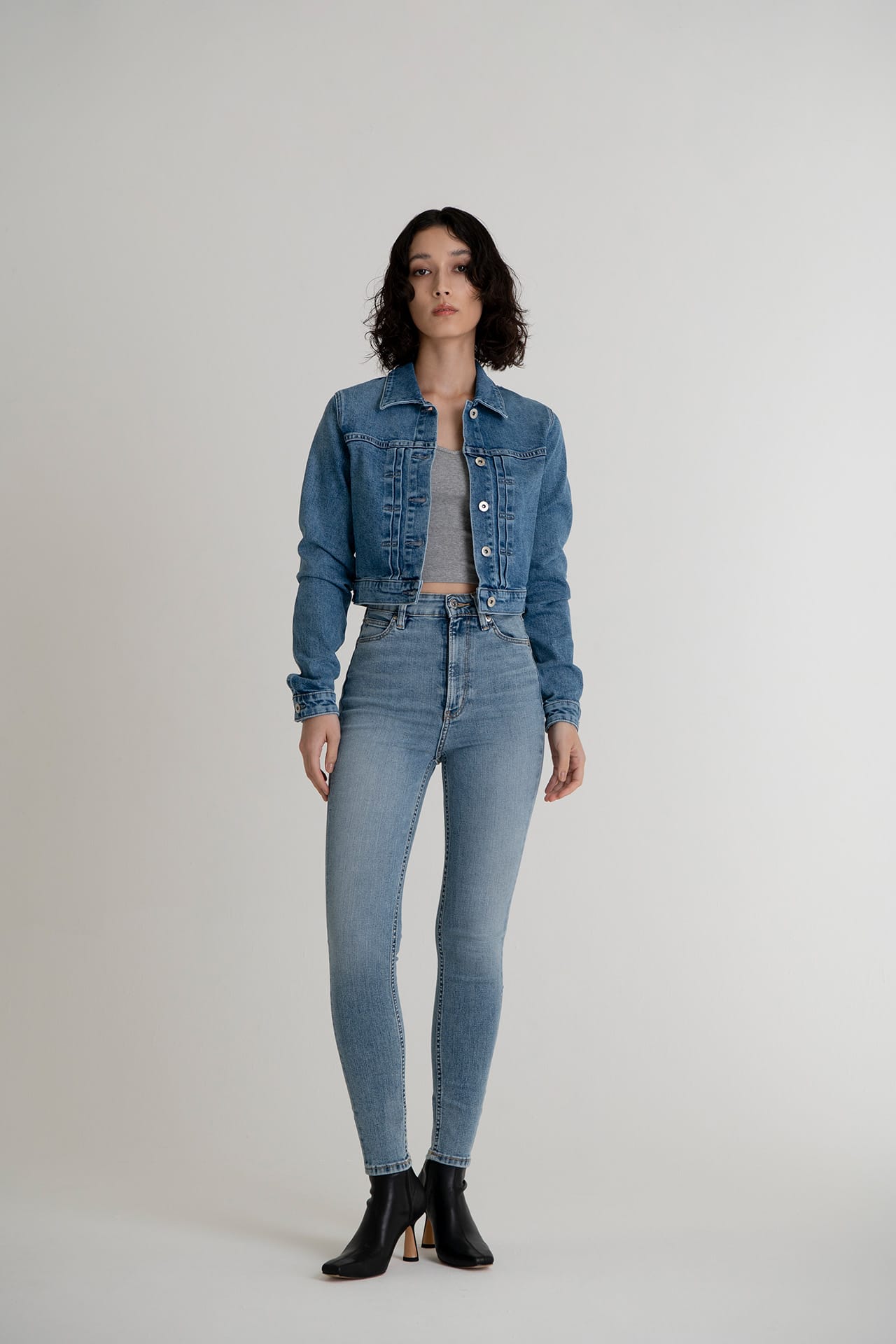 High Rise Skinny Vintage Wash - L. Indigo model front 1