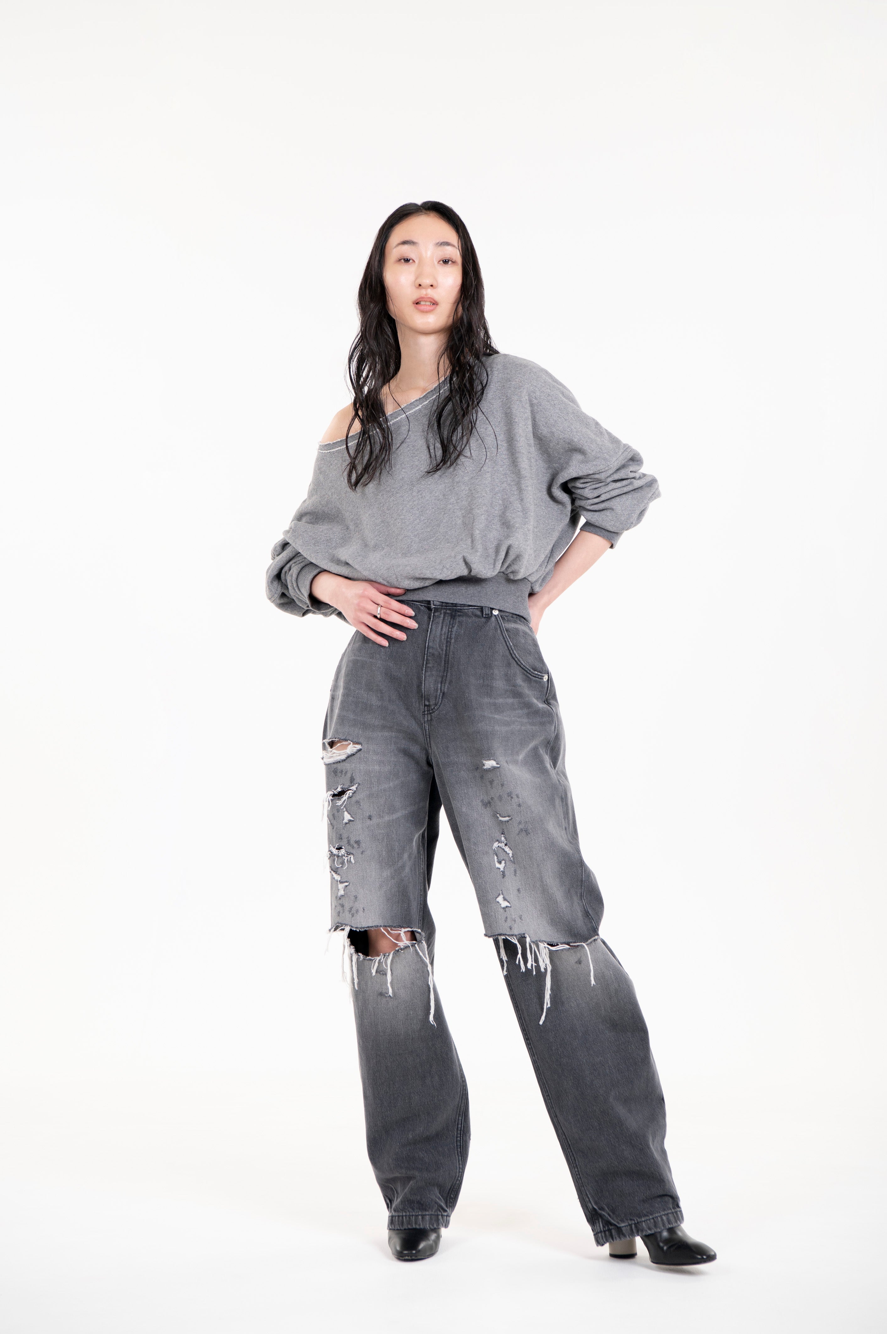 VINTAGE WIDE TAPERED GRAY CRUSH