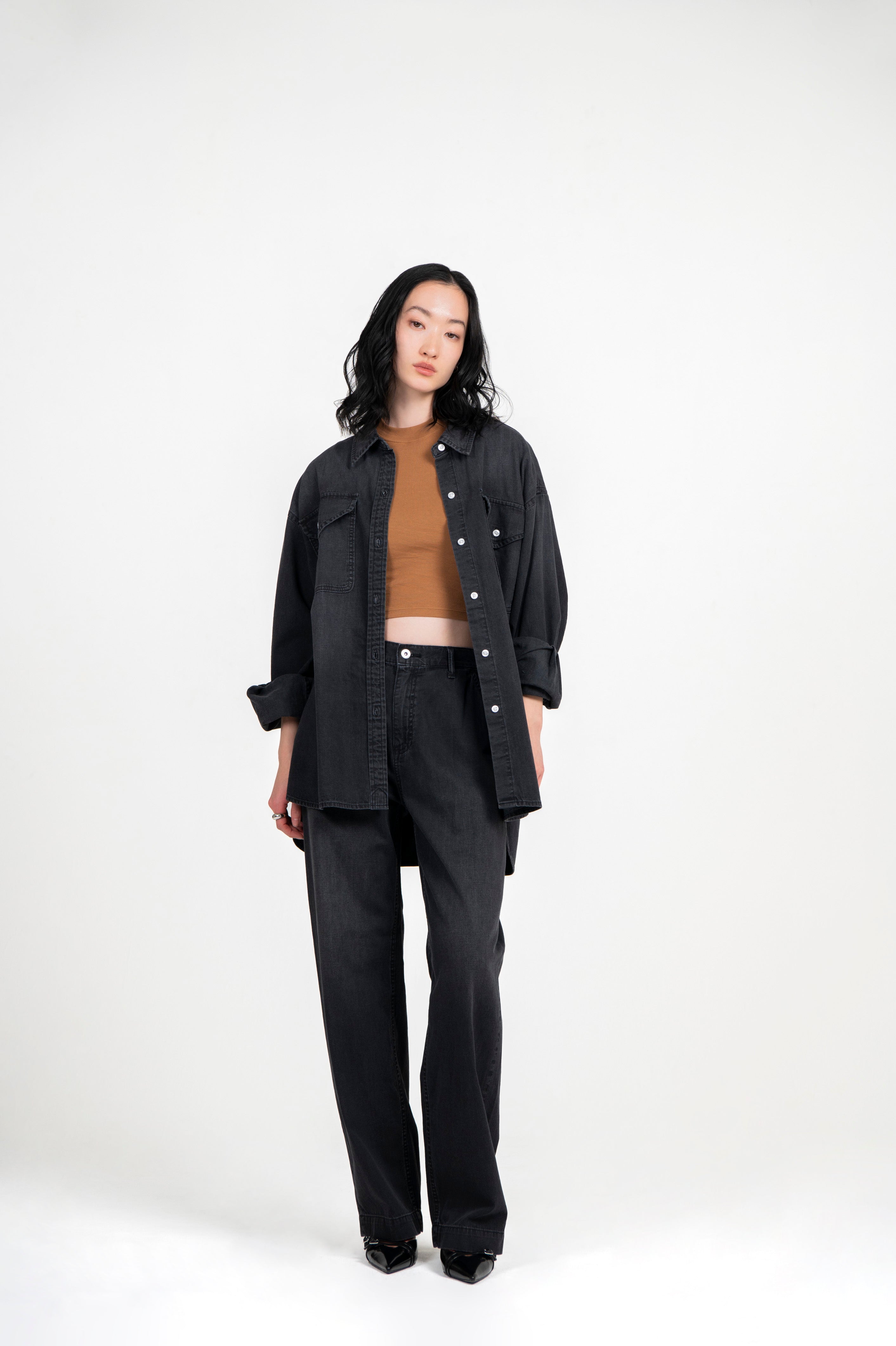 LIGHT WEIGHT DENIM TROUSERS BLACK