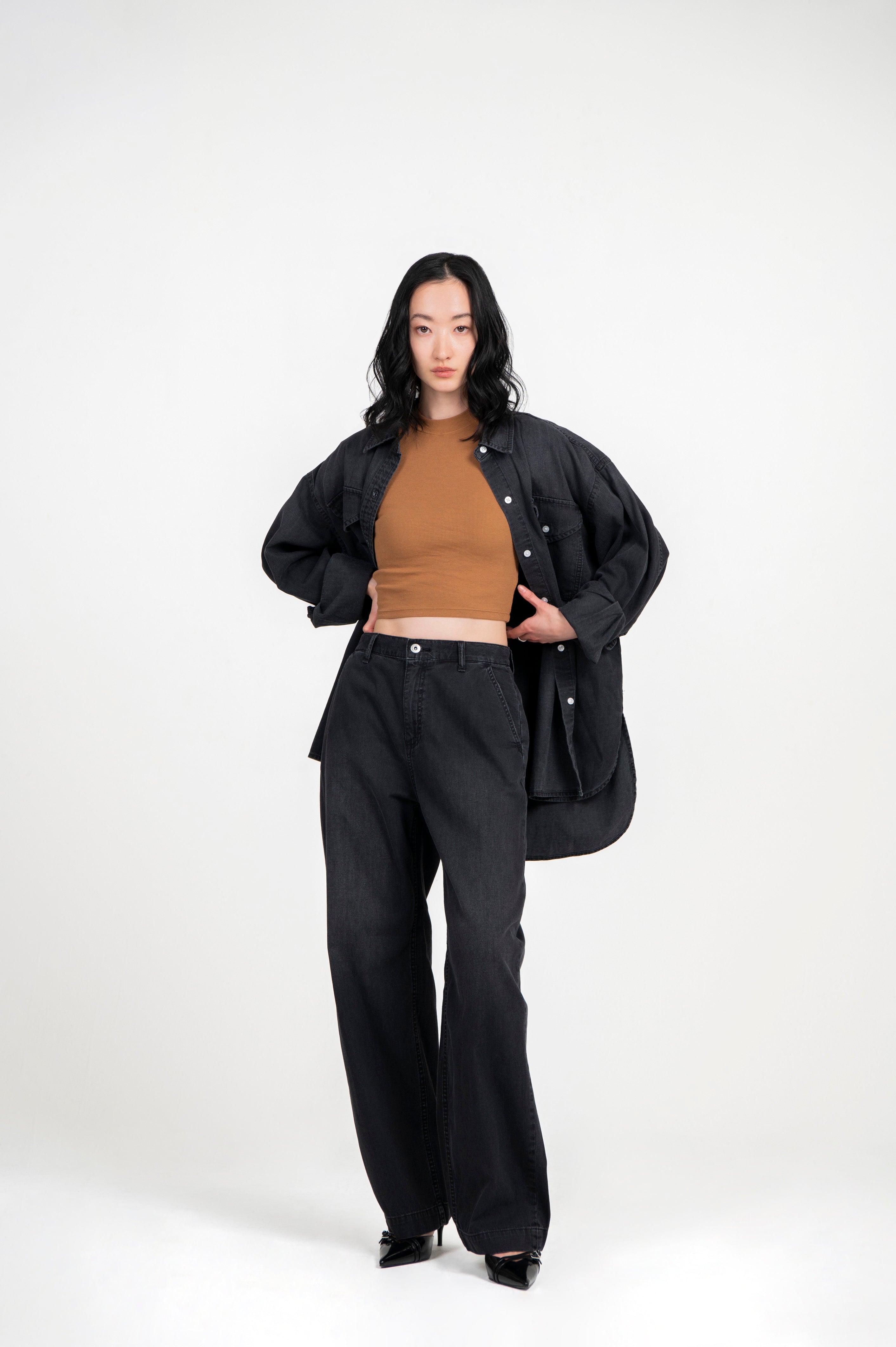 LIGHT WEIGHT DENIM TROUSERS BLACK