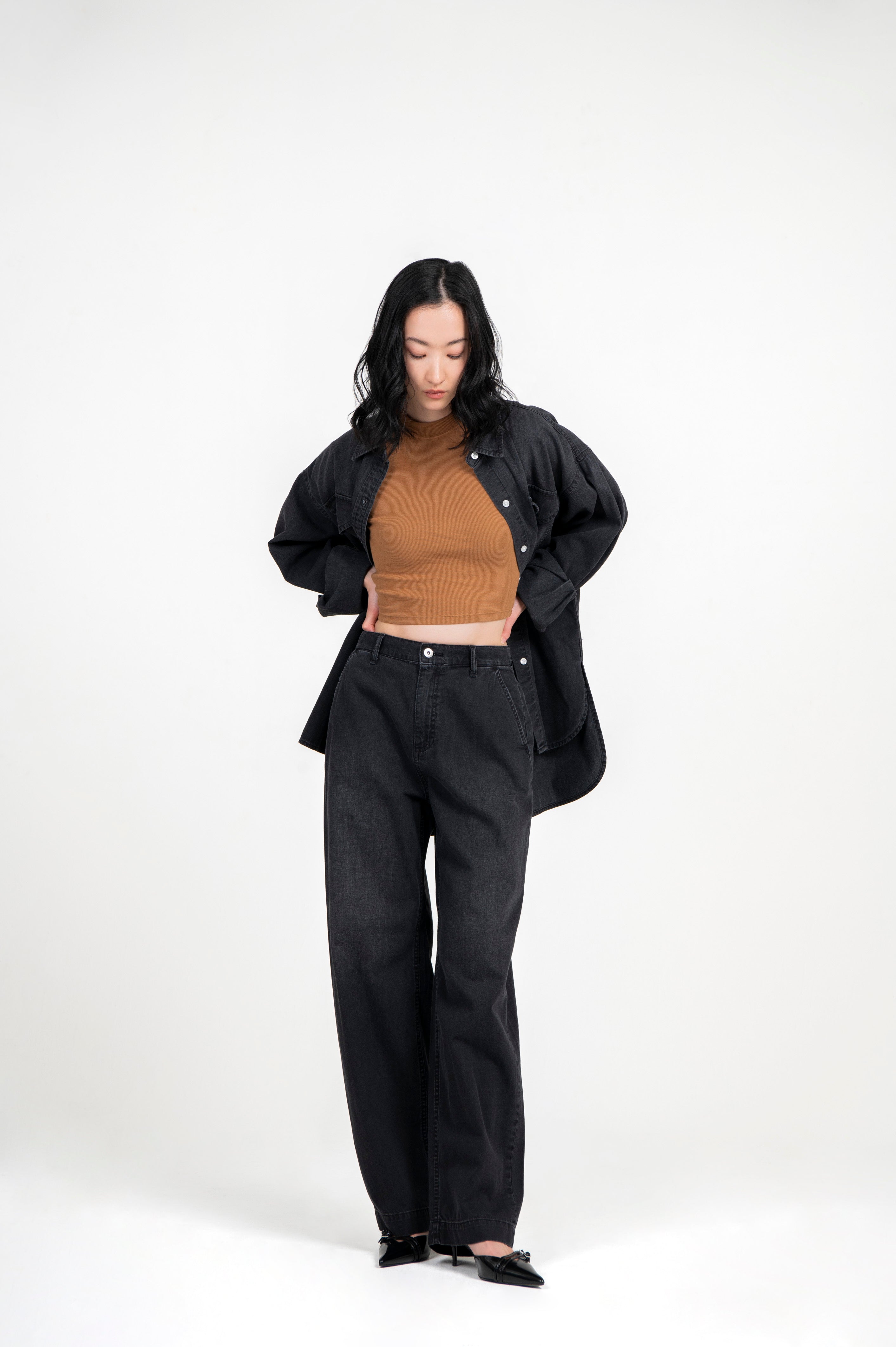 LIGHT WEIGHT DENIM TROUSERS BLACK