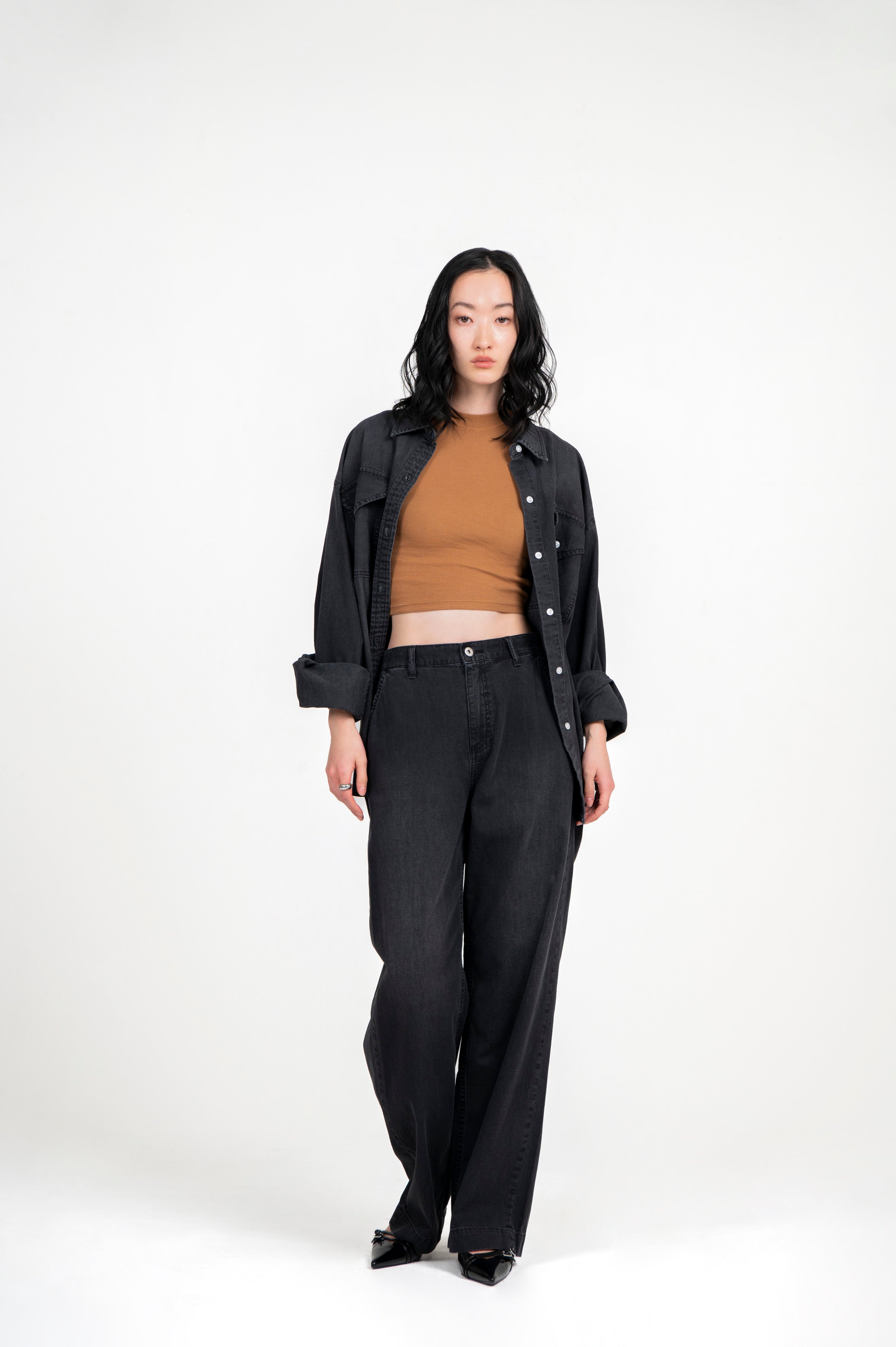 LIGHT WEIGHT DENIM TROUSERS BLACK