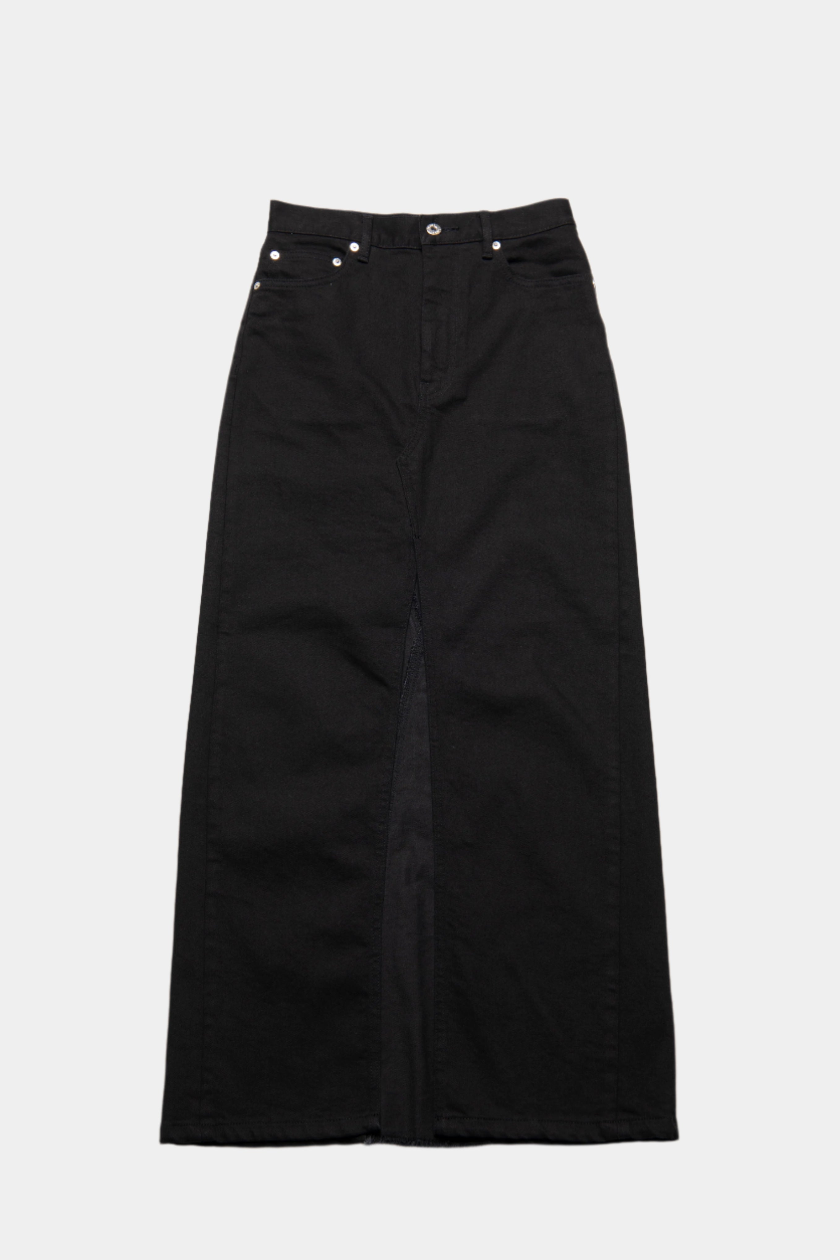 STRETCH DENIM MAXI SKIRT BLACK