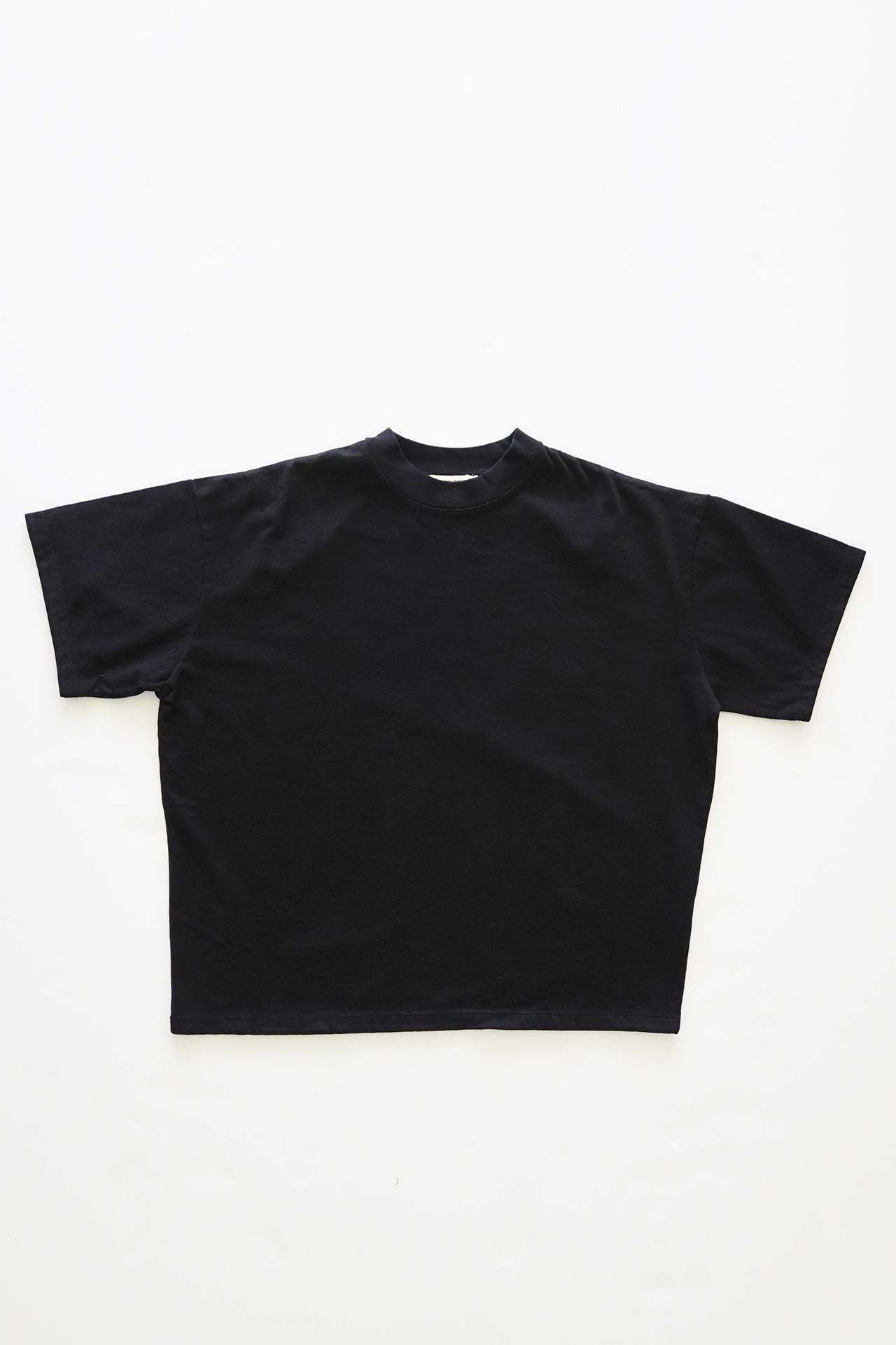 Unisex Mock Neck Boxed Tee Black