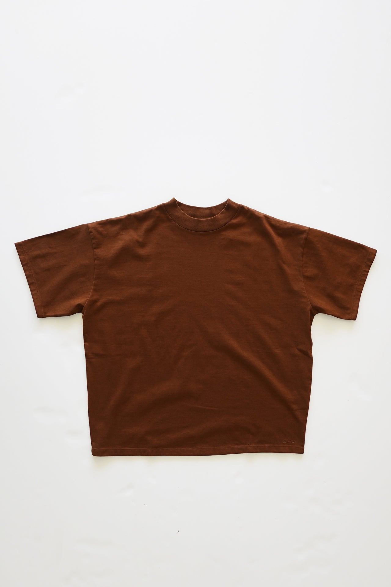 Unisex Mock Neck Boxed Tee Brown