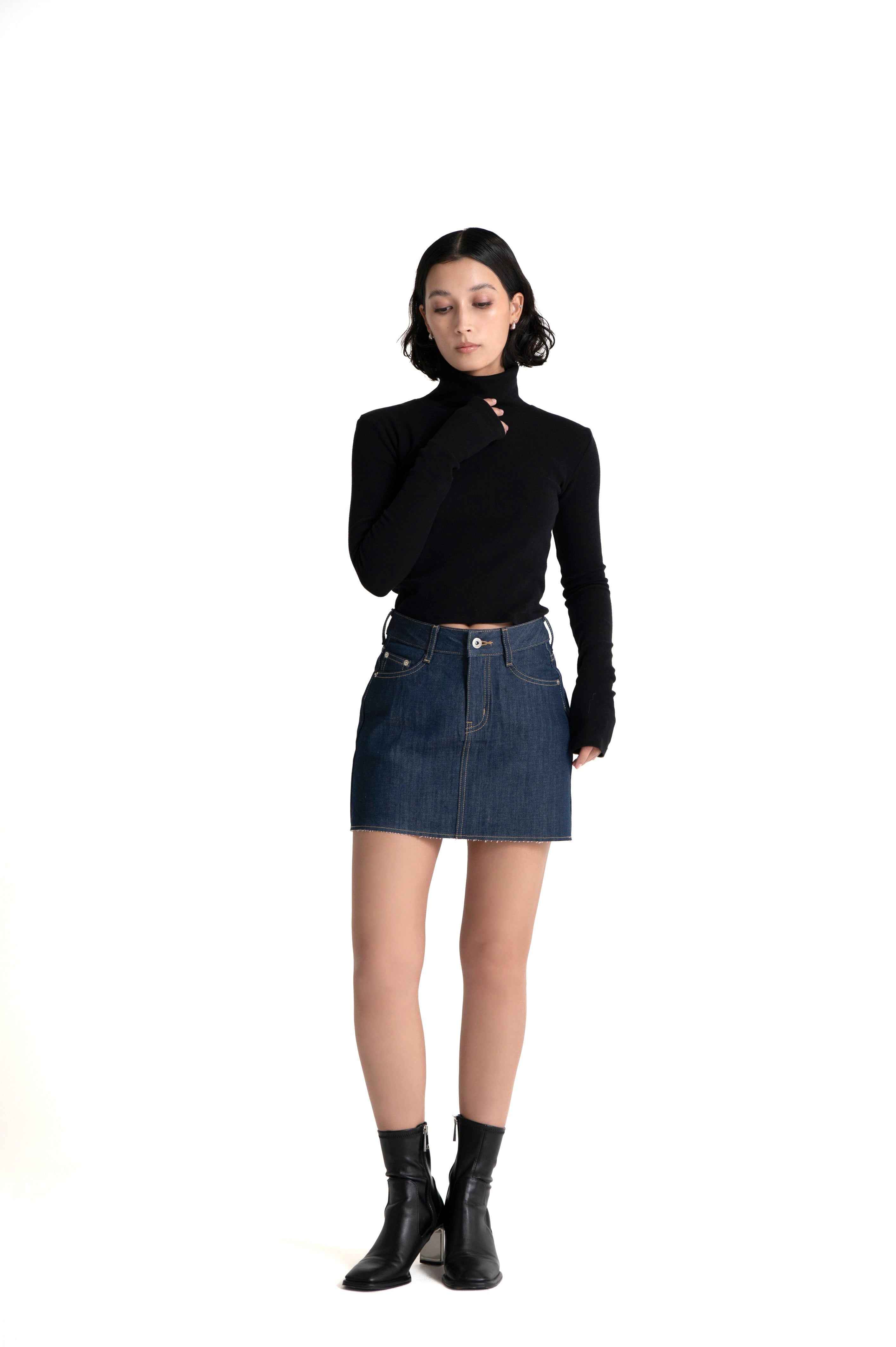DENIM MINI SKIRT NON WASH INDIGO
