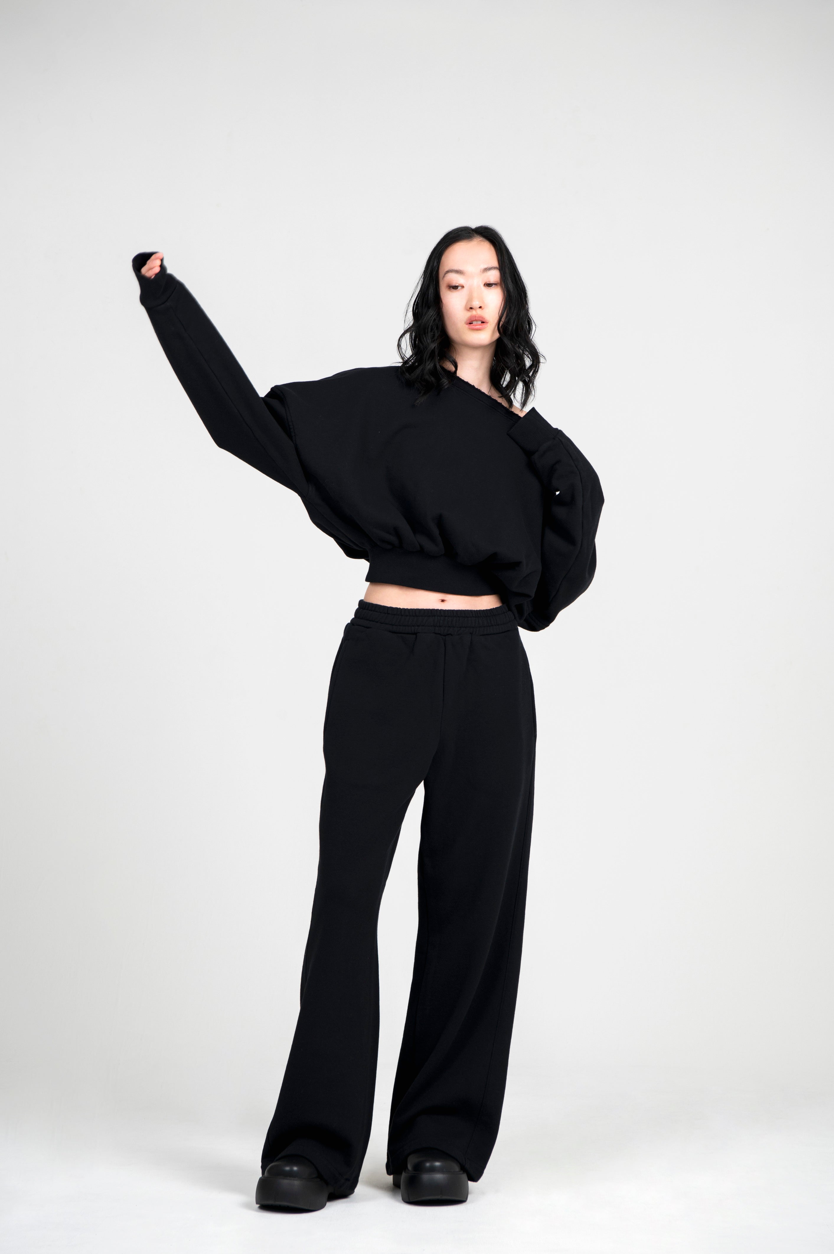FRENCH TERRY LONG PANTS BLACK