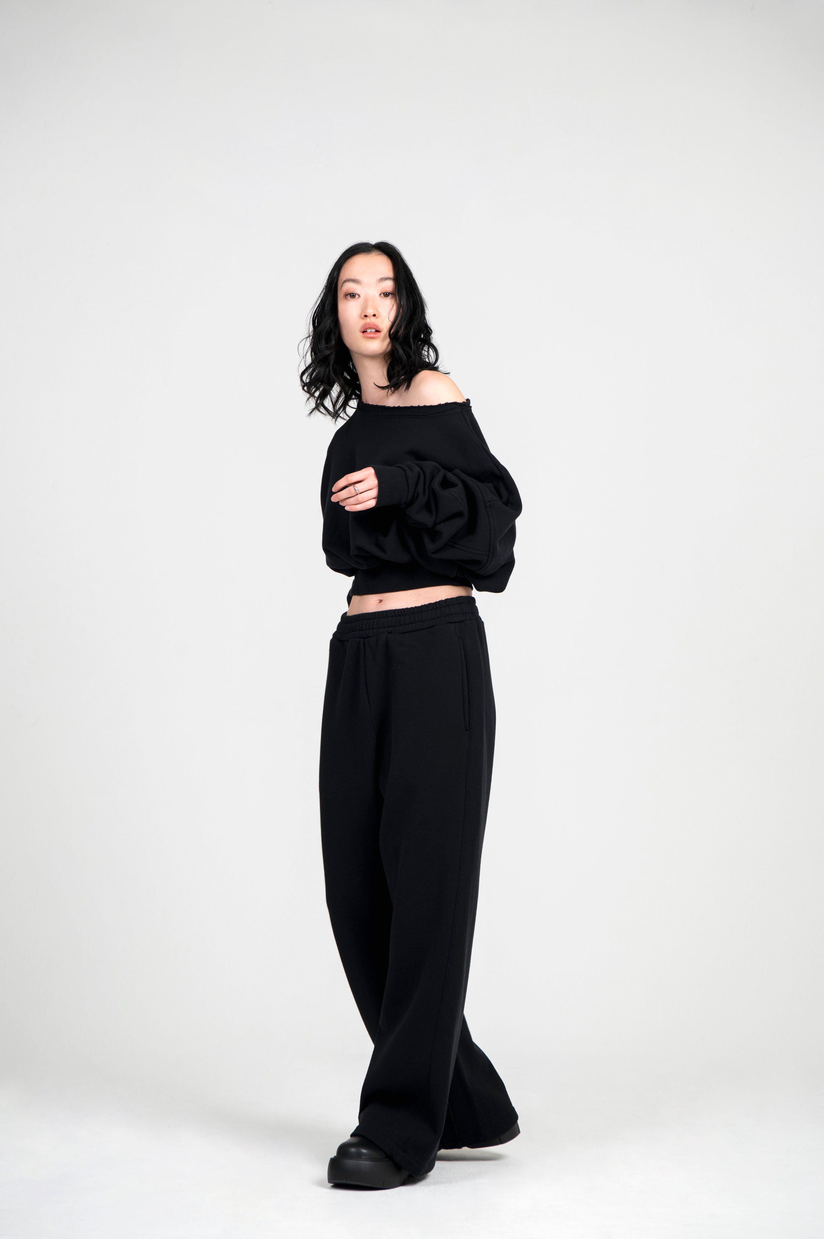 FRENCH TERRY LONG PANTS BLACK