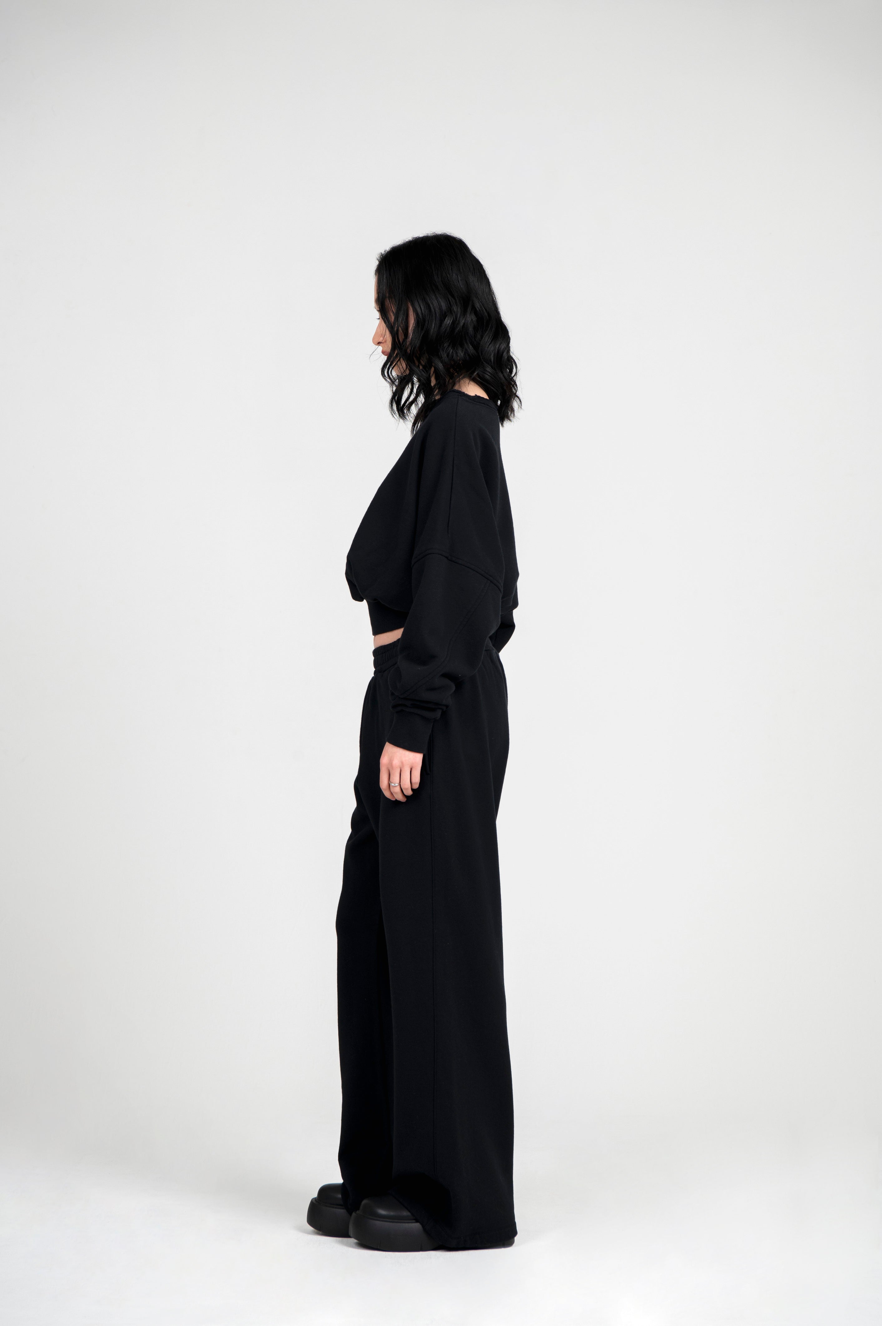 FRENCH TERRY LONG PANTS BLACK