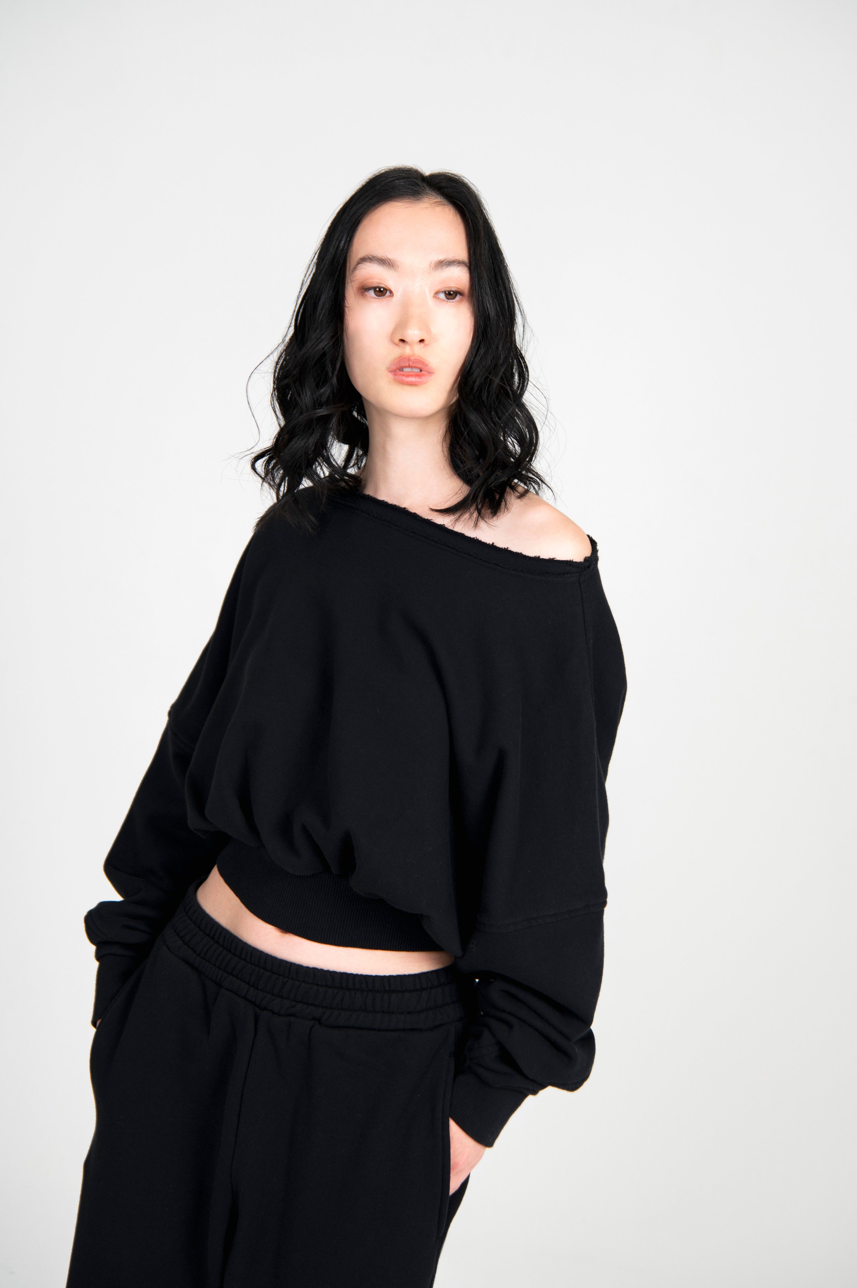 FRENCH TERRY LONG PANTS BLACK