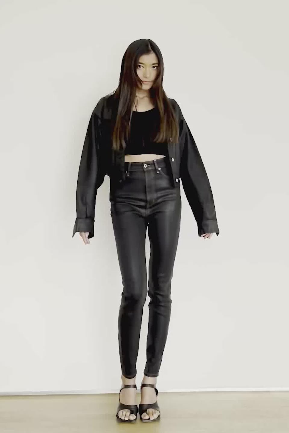 Coated Denim Jacket - Black video