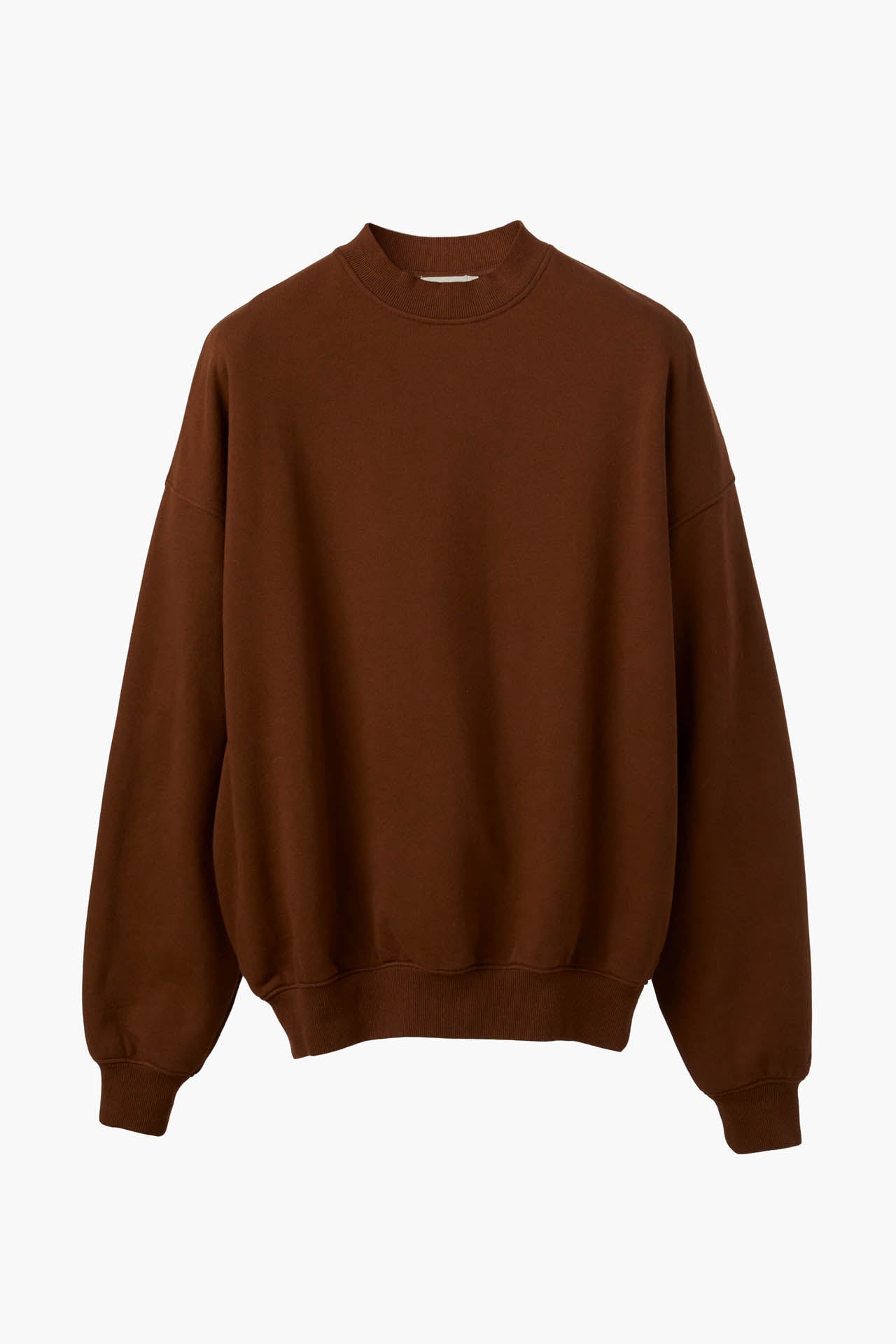 Unisex Mock Neck Crew Sweat Brown