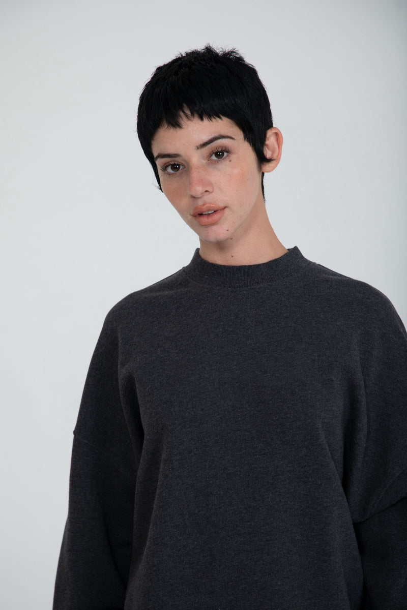 Unisex Mock Neck Crew Sweat