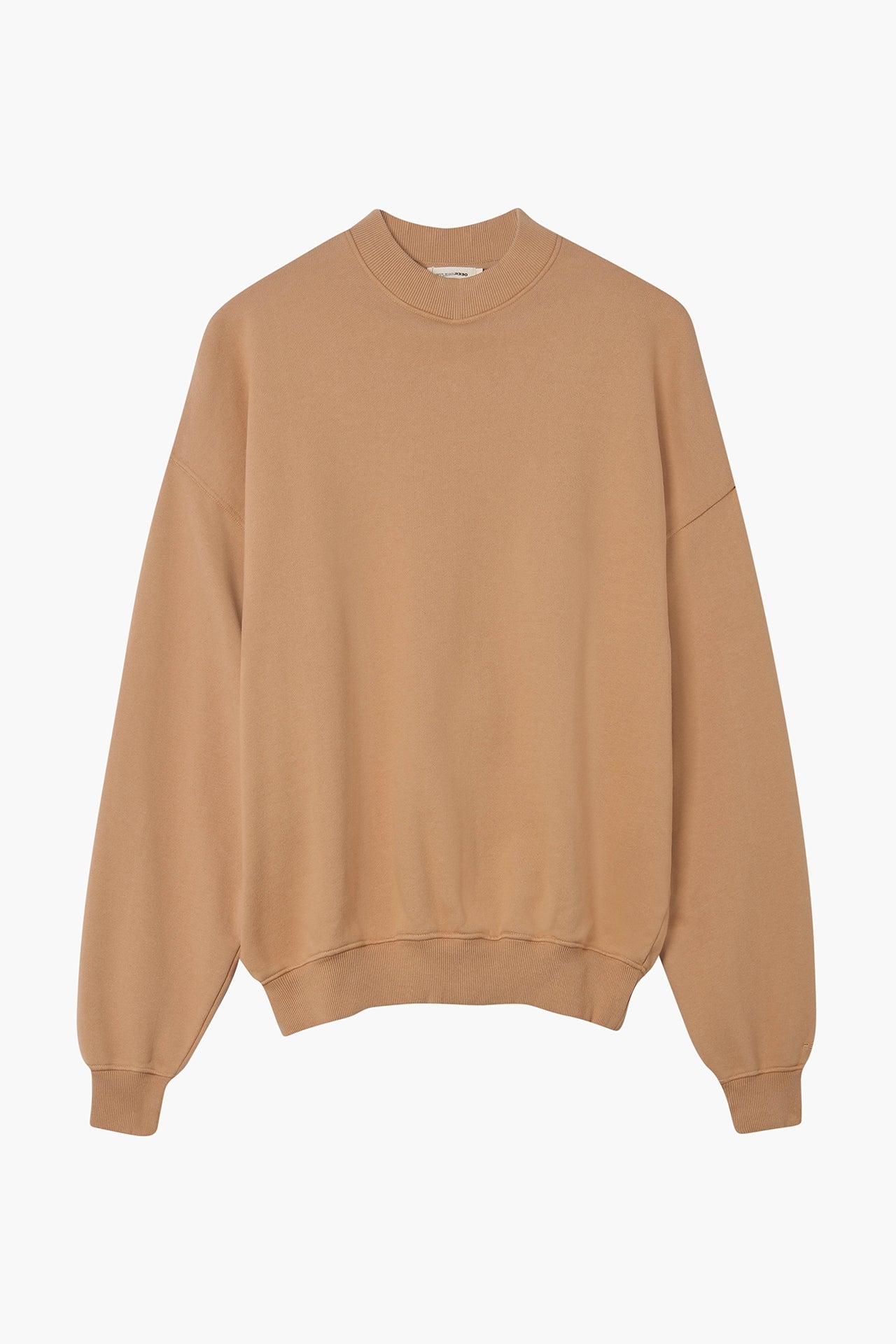 Unisex Mock Neck Crew Sweat Light Brown