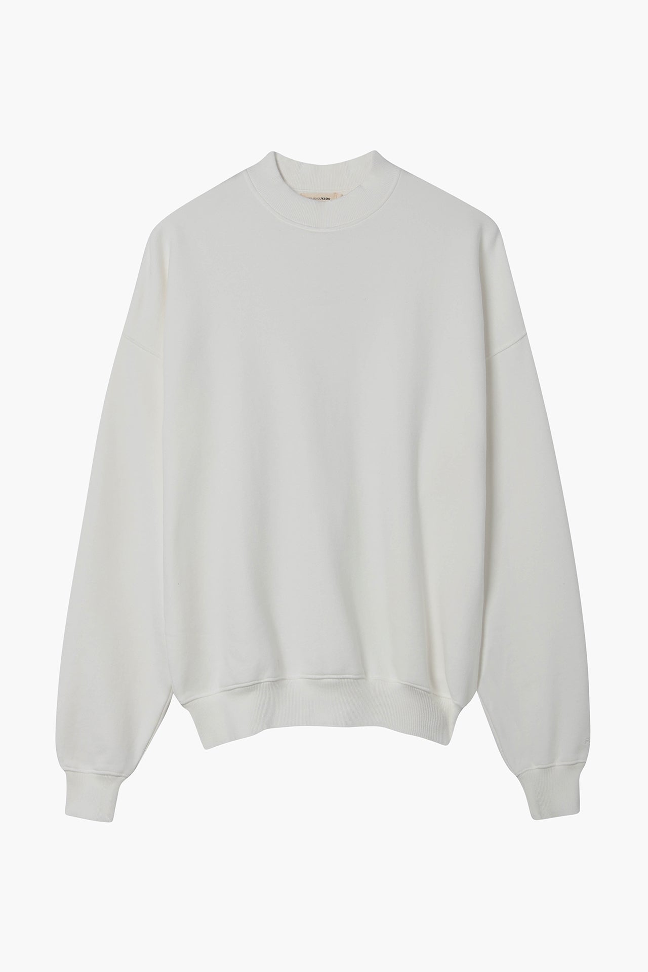 Unisex Mock Neck Crew Sweat White
