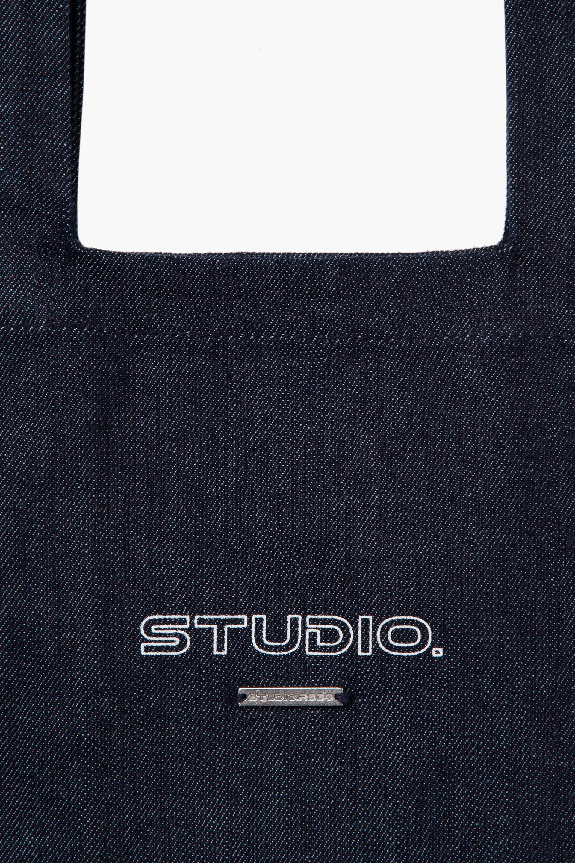 DENIM MARCHE BAG SMALL - Logo close