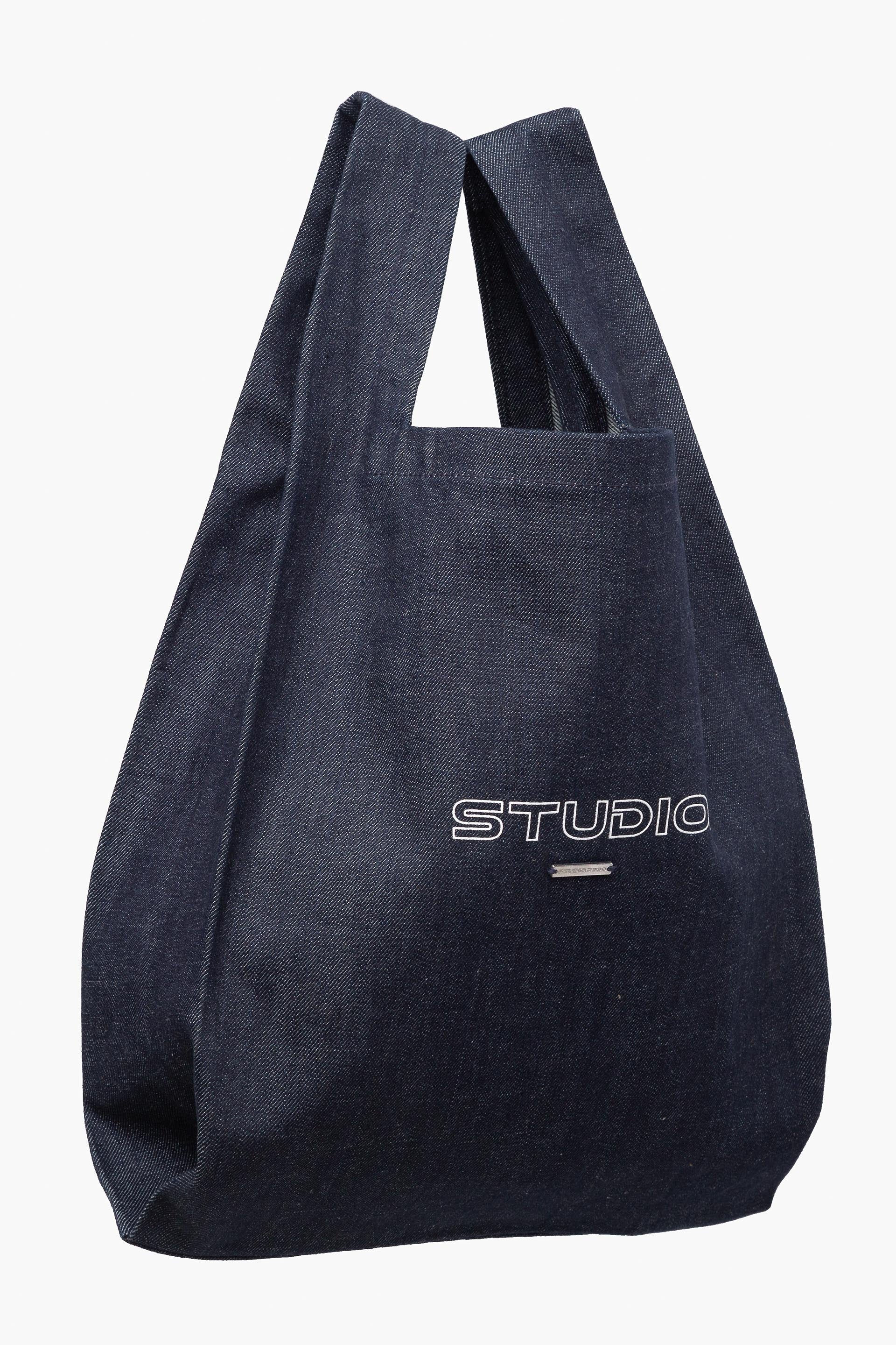 DENIM MARCHE BAG MEDIUM - Blue half side