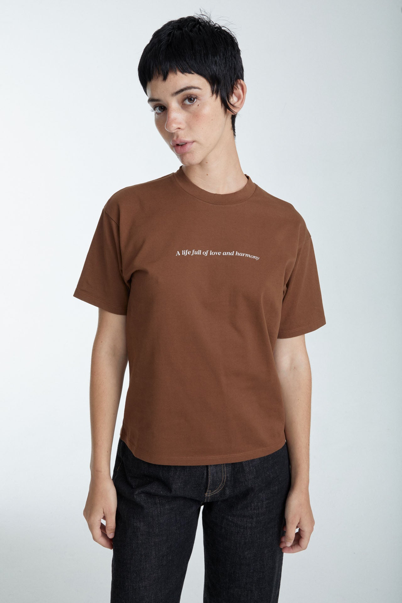 Unisex "Love and Harmony" Graphic Tee Brown