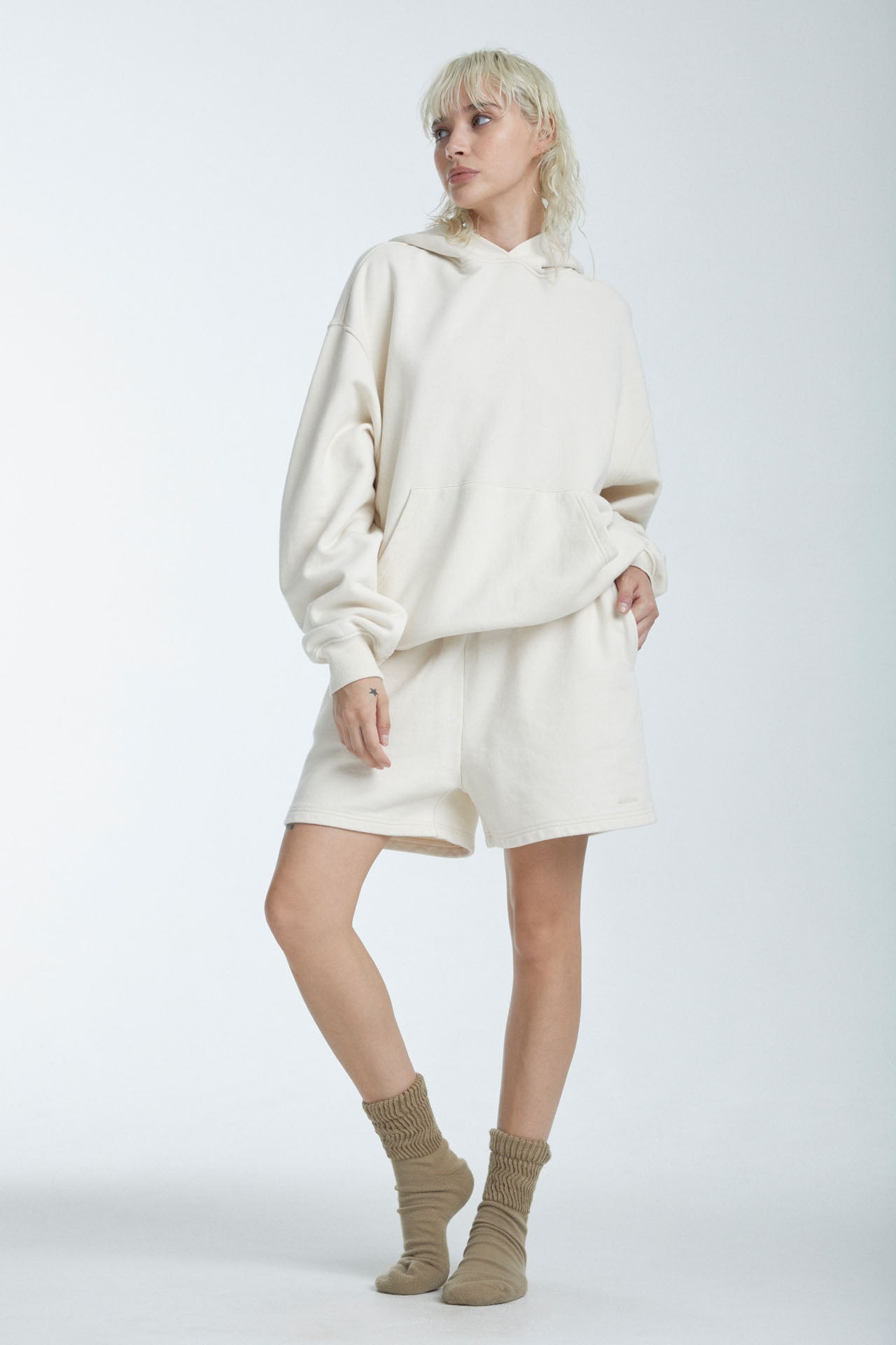 Unisex Oversized Pullover Hoodie Ecru