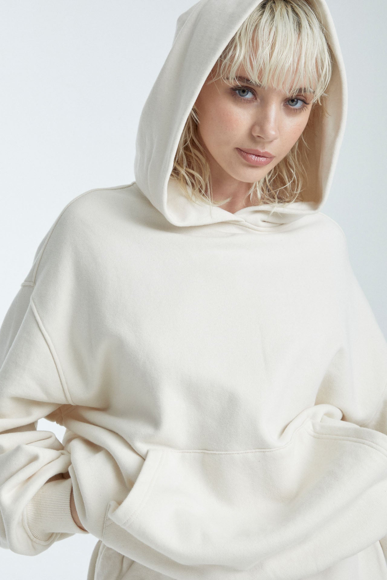 Unisex Oversized Pullover Hoodie Ecru