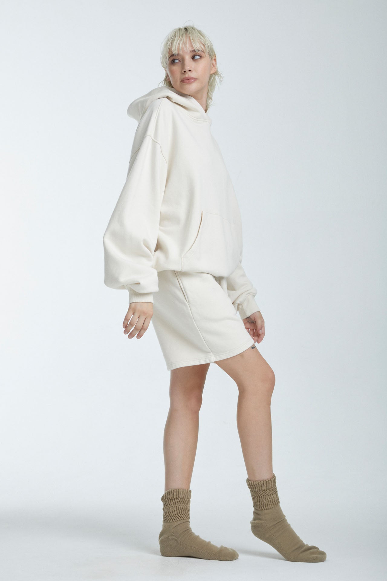Unisex Oversized Pullover Hoodie Ecru