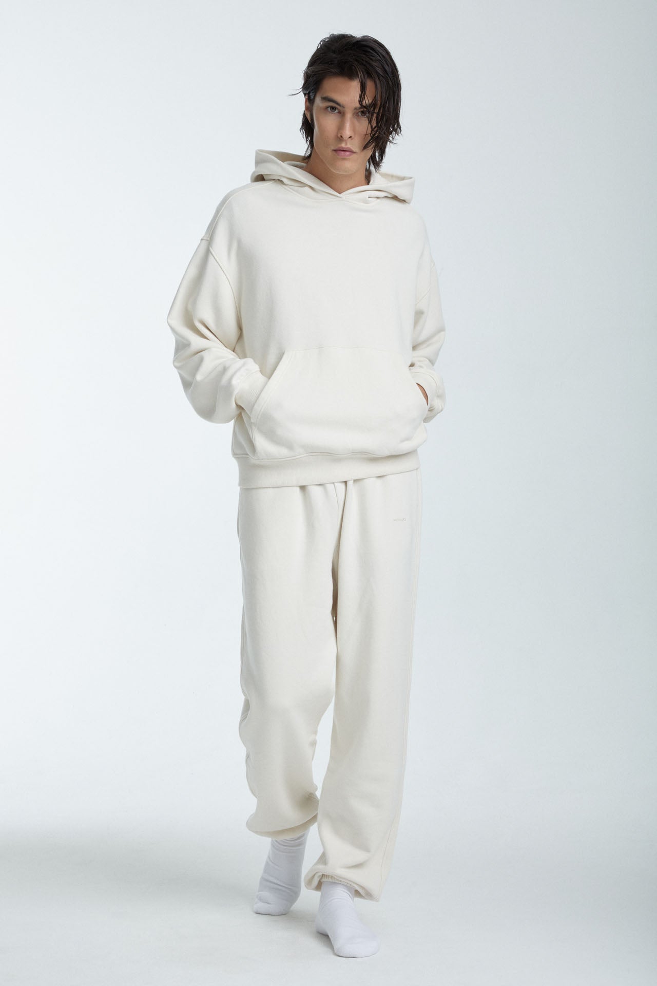 Unisex Oversized Pullover Hoodie Ecru