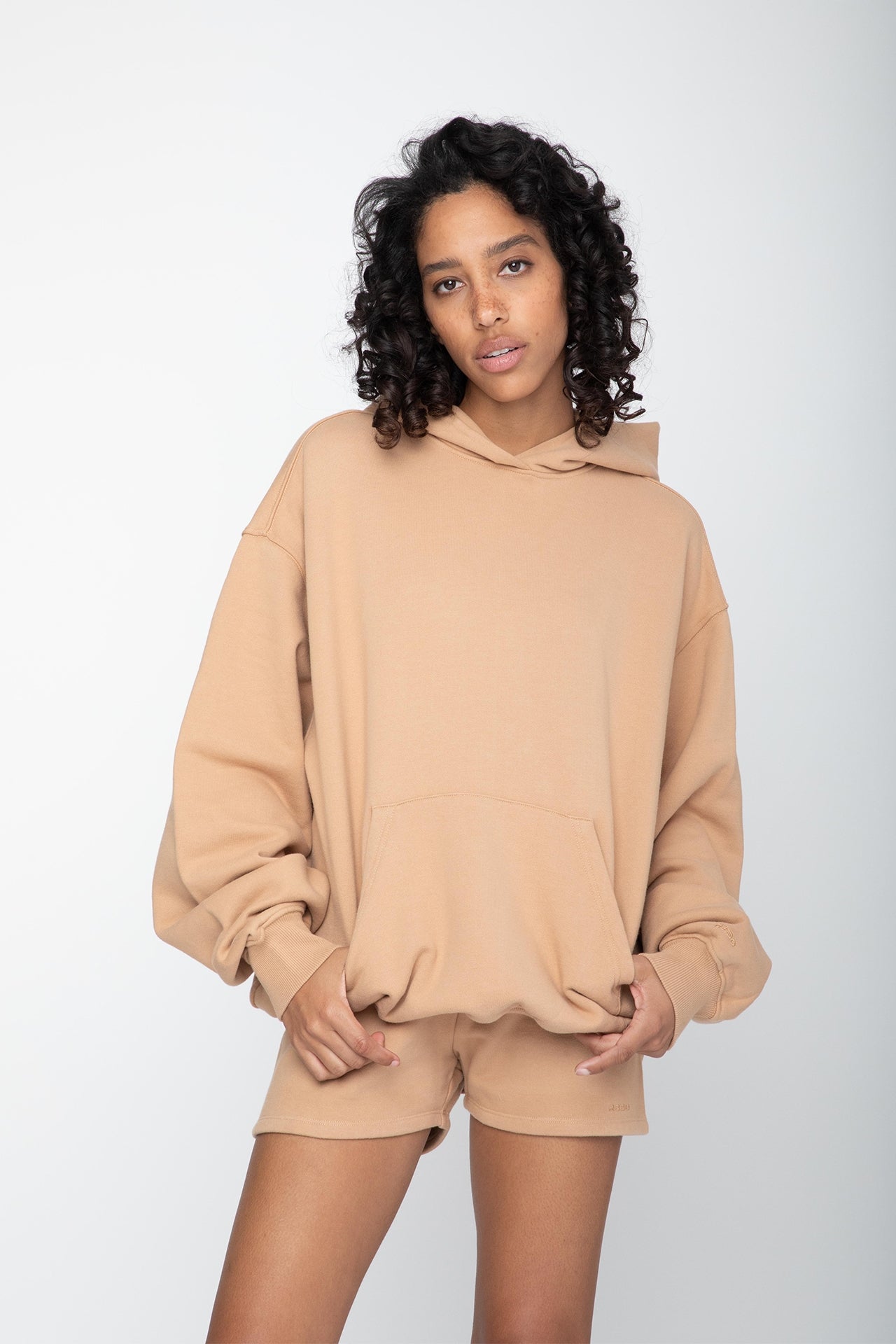 Unisex Oversized Pullover Hoodie Light Brown
