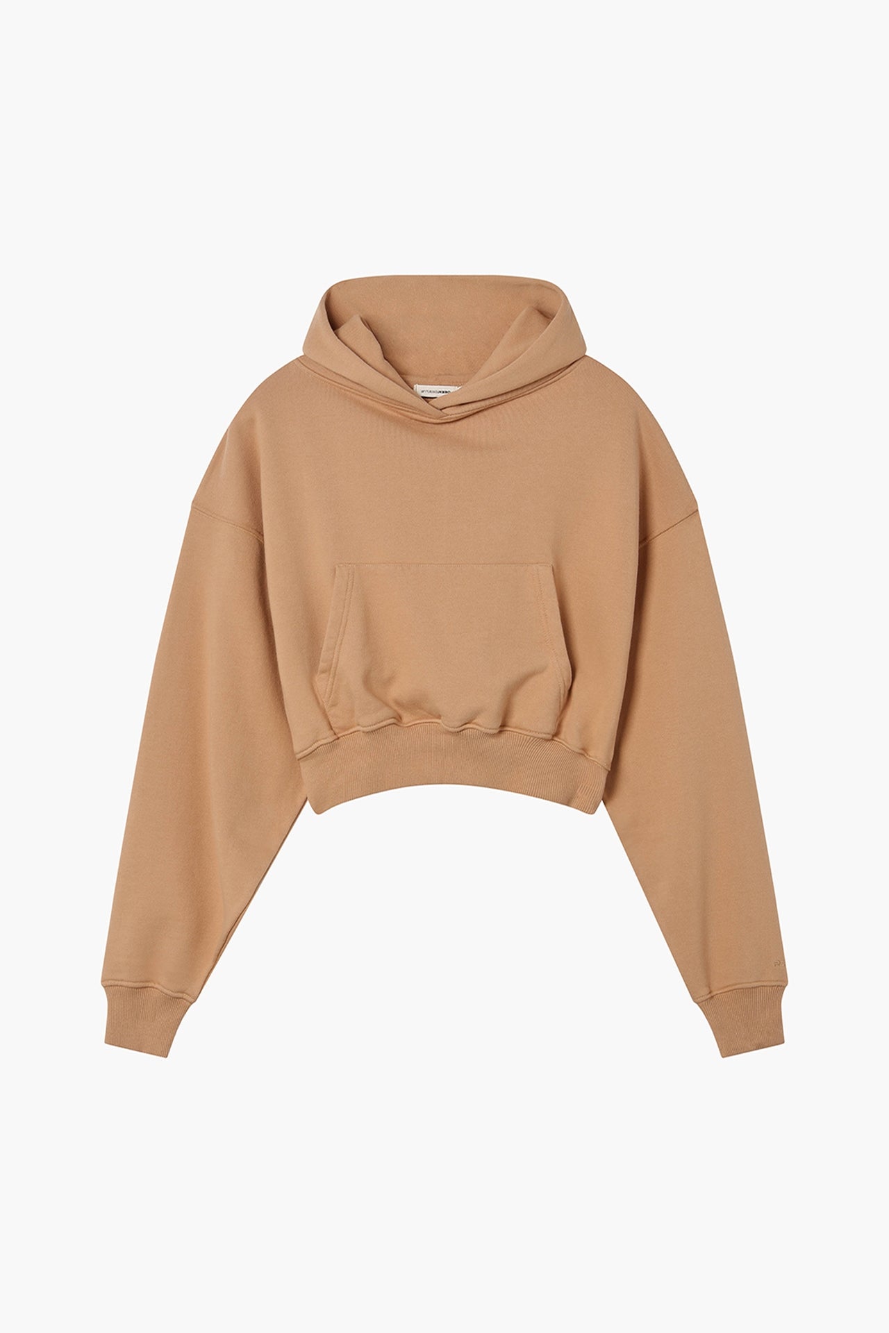 Cropped Pullover Hoodie Light Brown