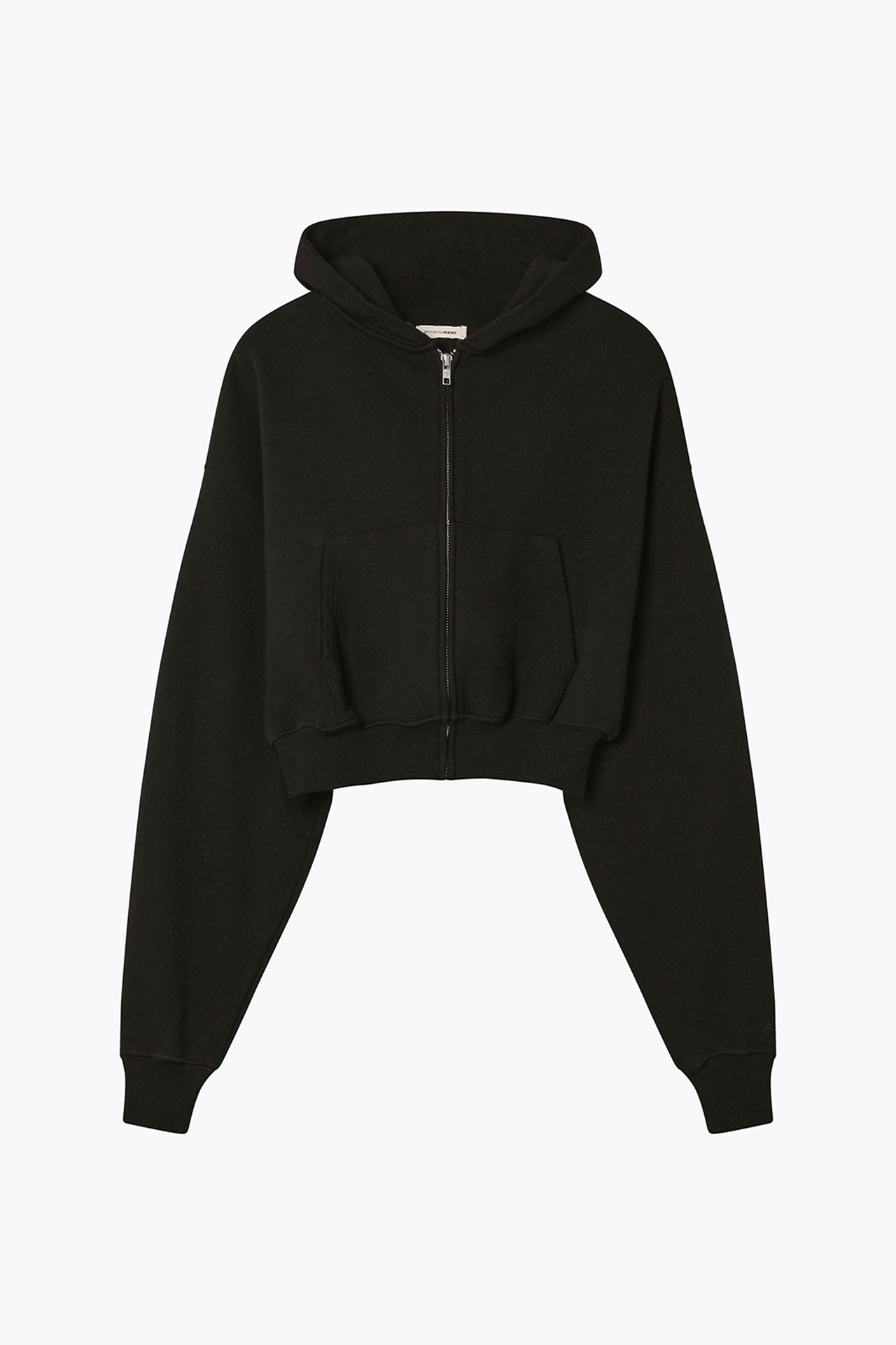 Cropped Zip Hoodie Black