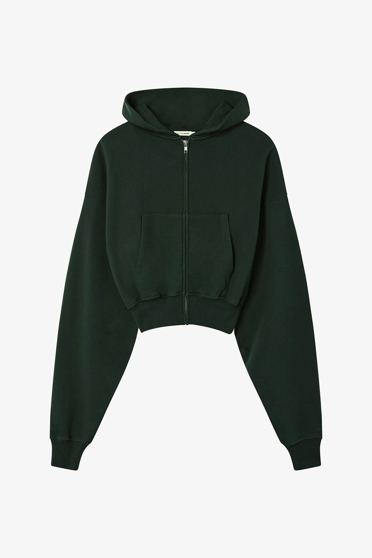 Cropped Zip Hoodie - Black