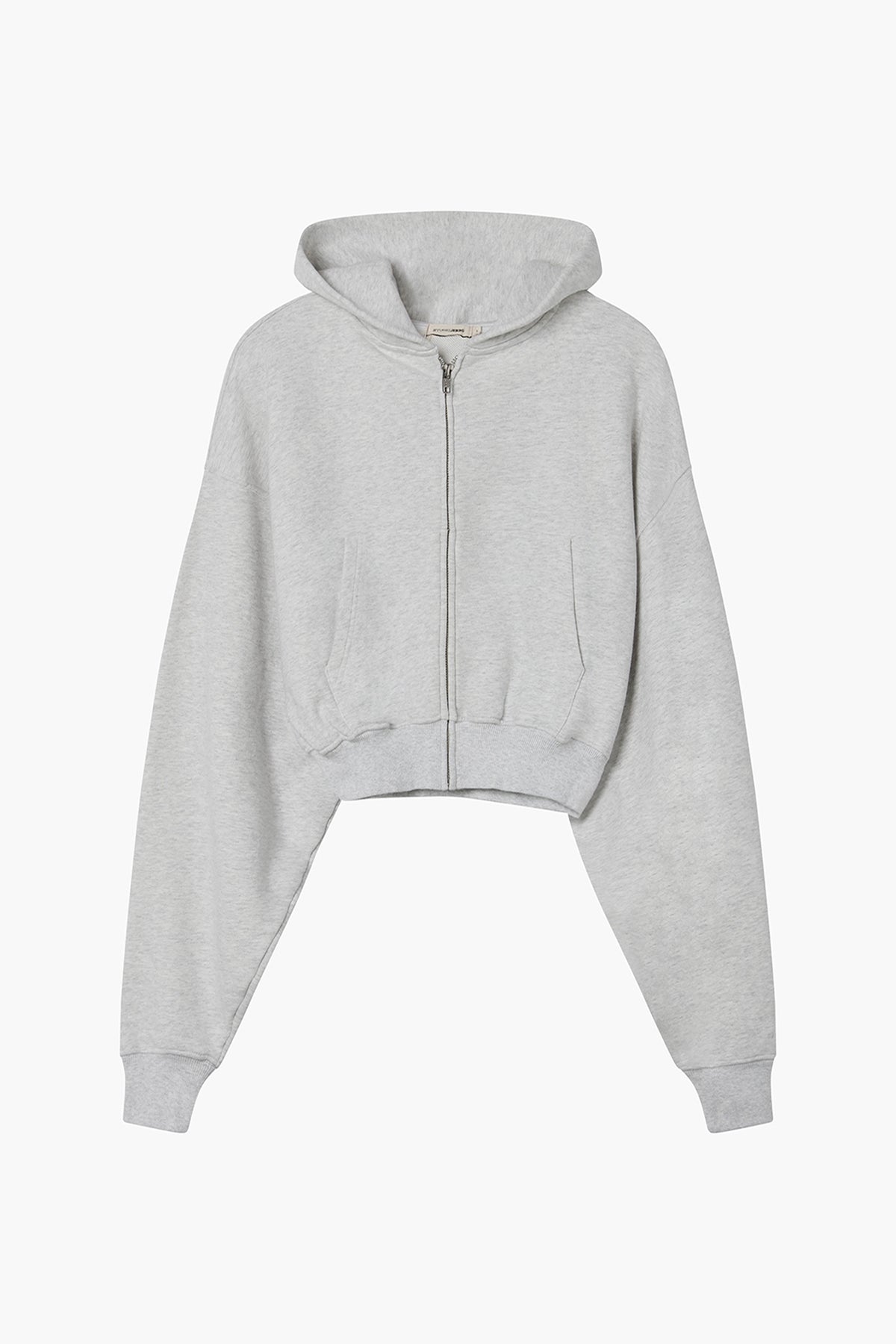 Cropped Zip Hoodie Grey