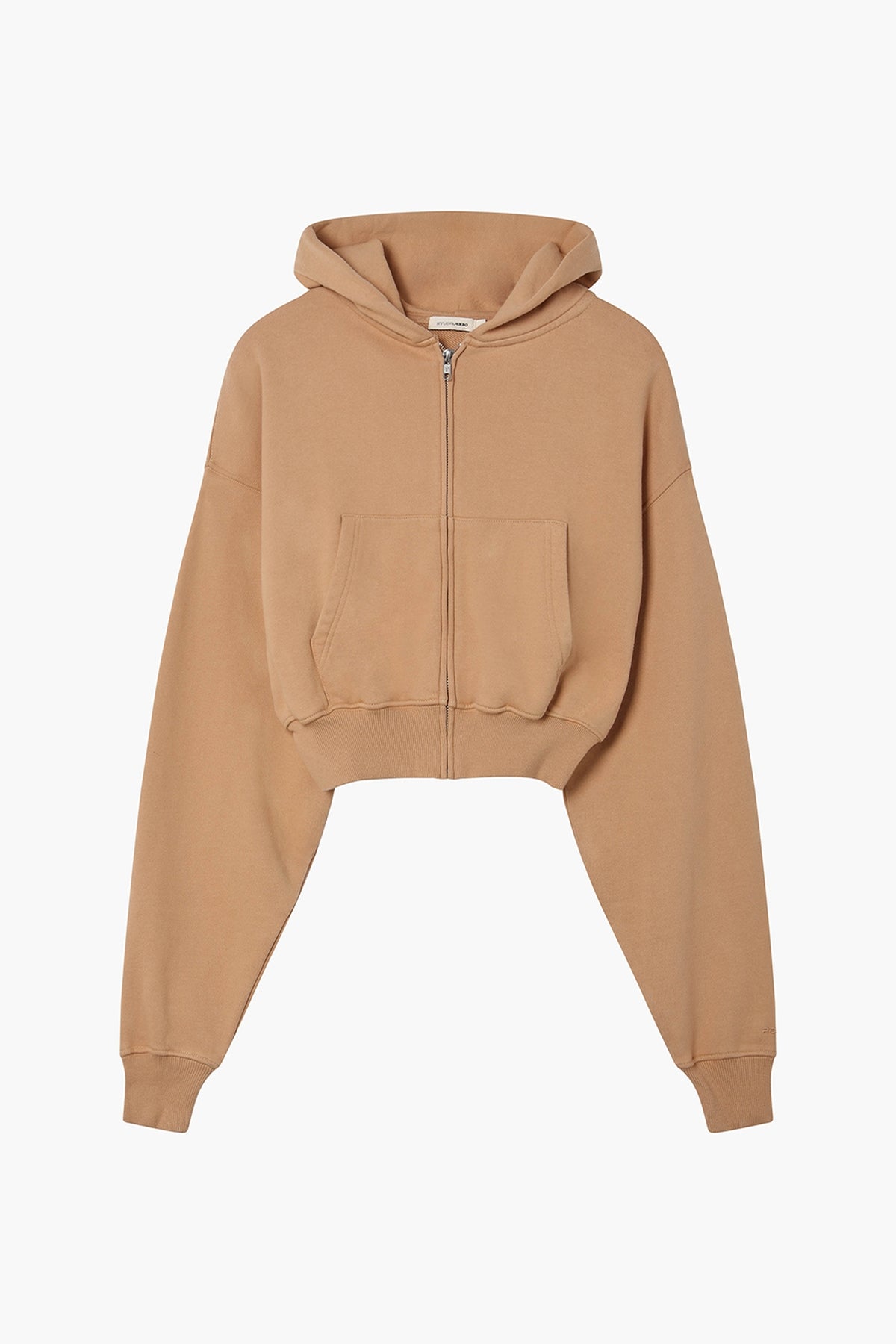 Cropped Zip Hoodie Light Brown