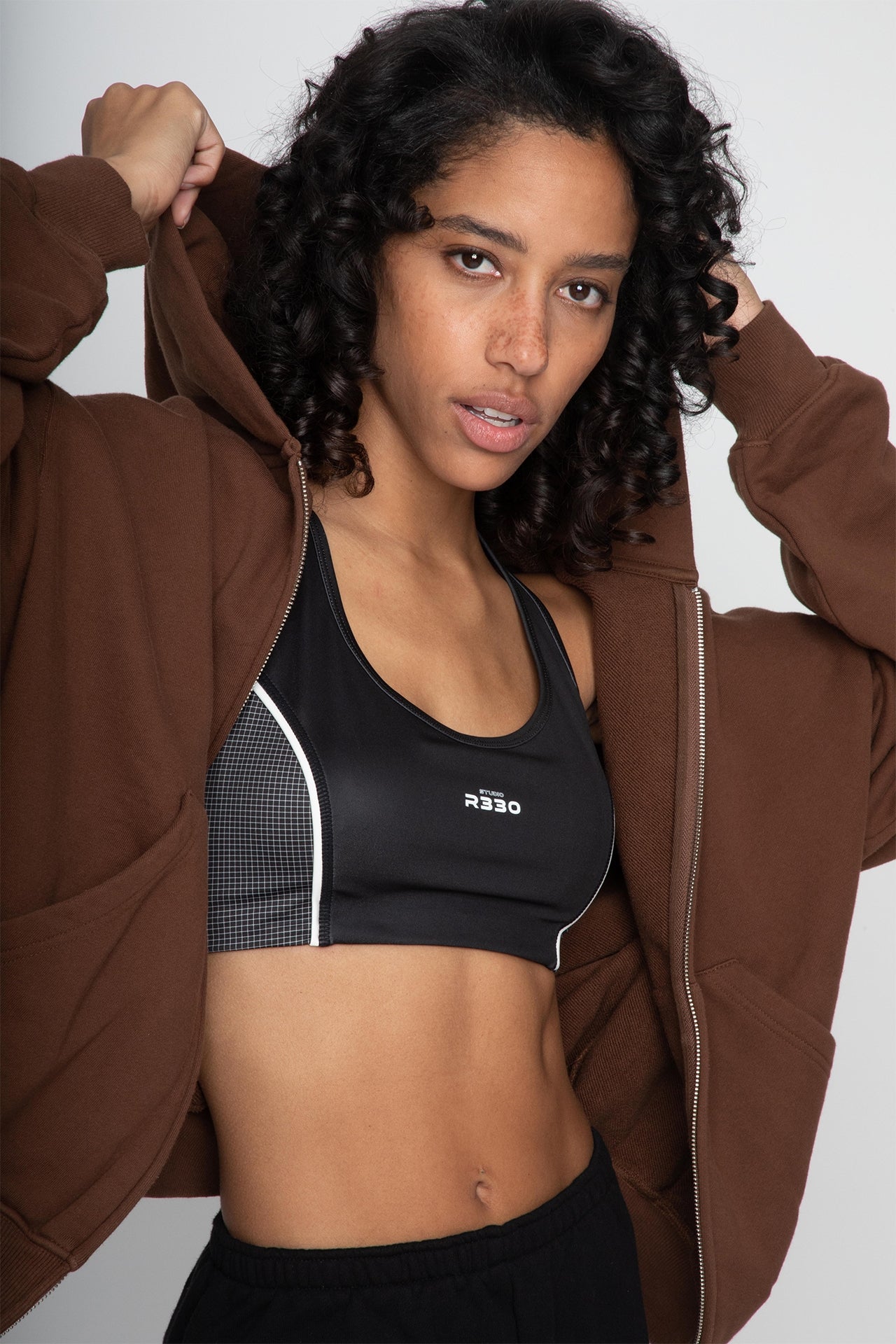 Unisex Oversized Zip Hoodie Brown