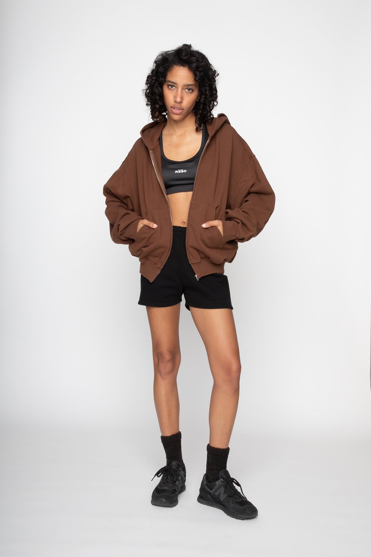 Unisex Oversized Zip Hoodie Brown