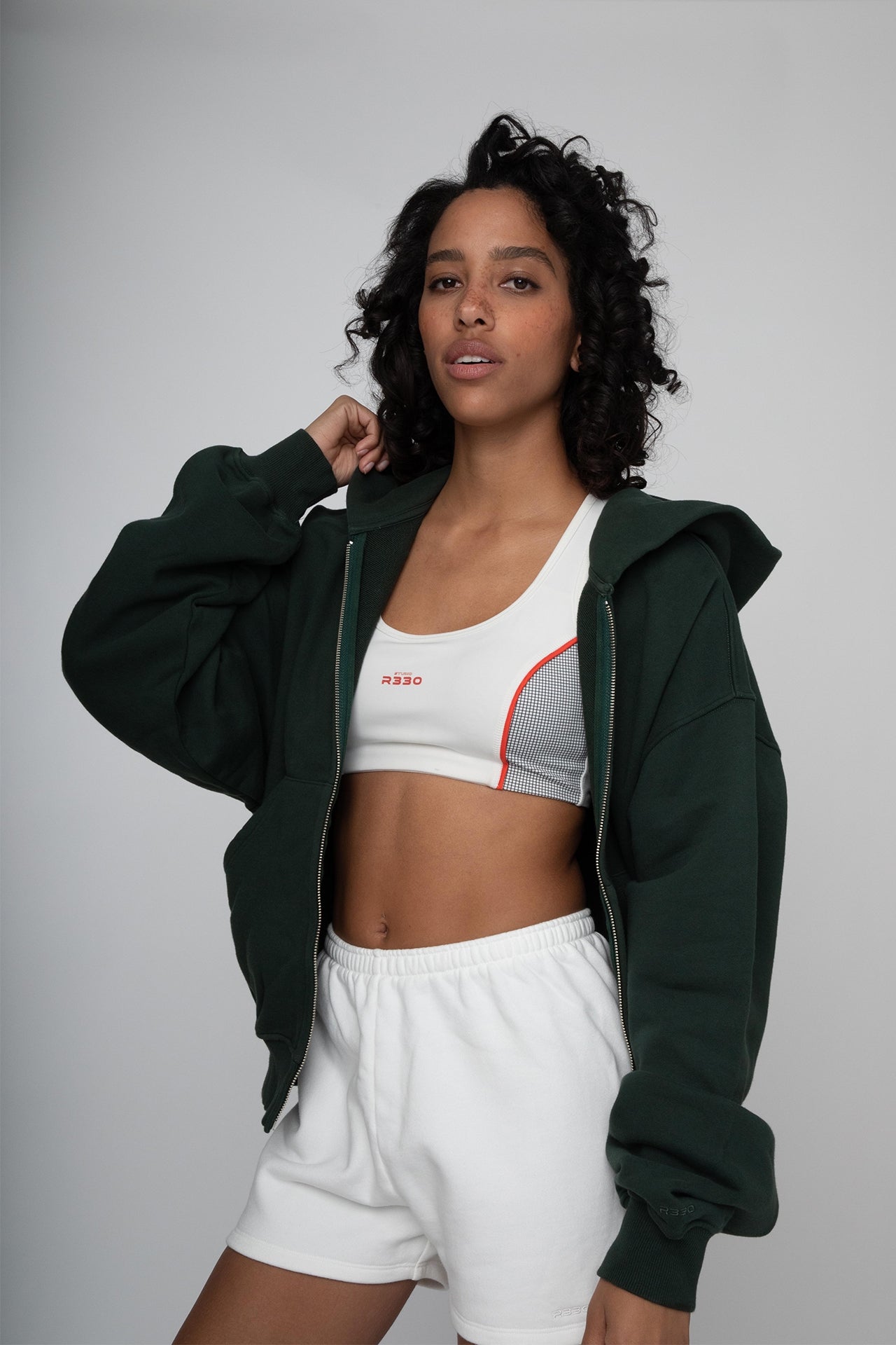 Unisex Oversized Zip Hoodie Green